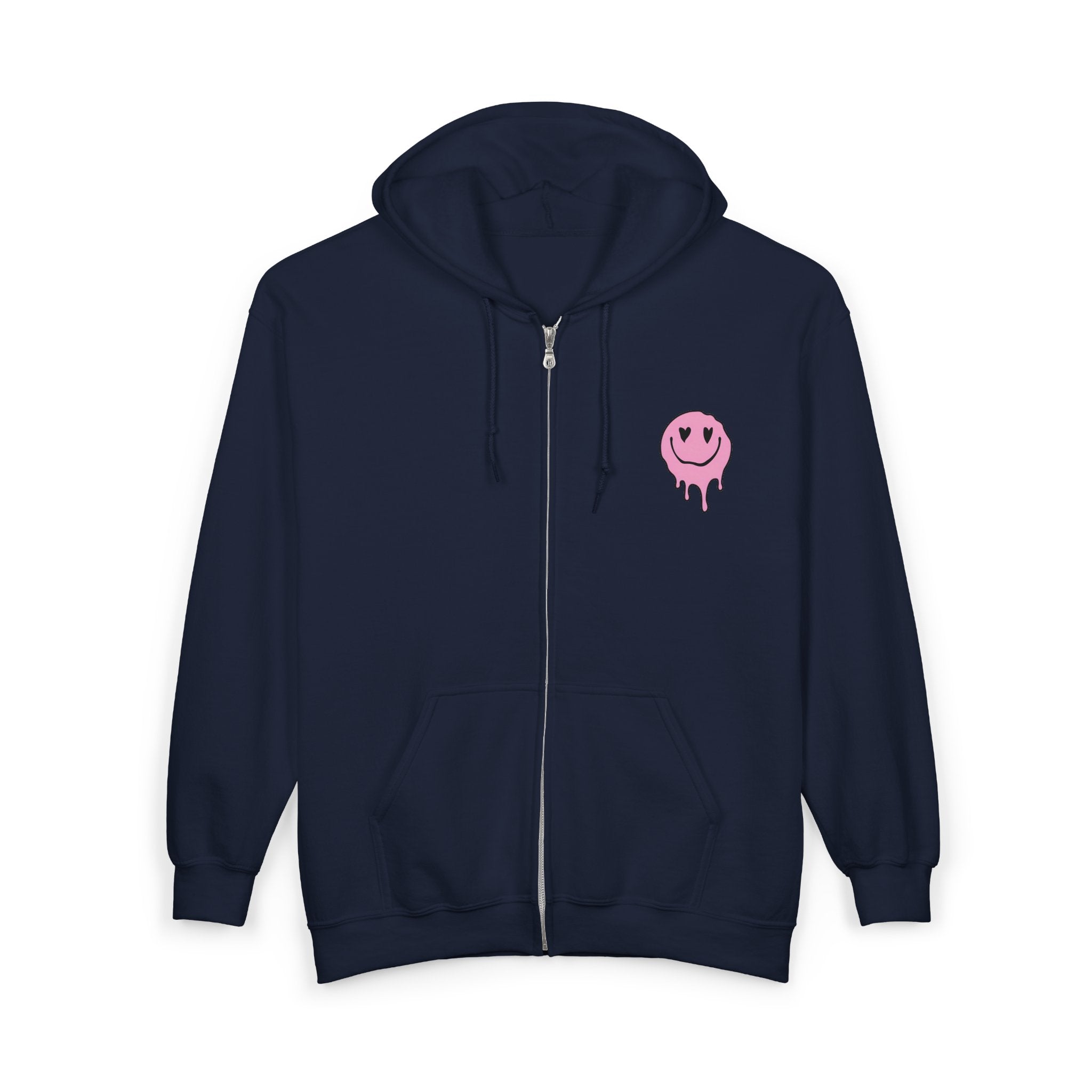 Smiley Face Zip Hoodie | Comfortable Lounge Wear, Gift for Friends, Casual Fashion, Stylish Streetwear, Perfect for Any Season