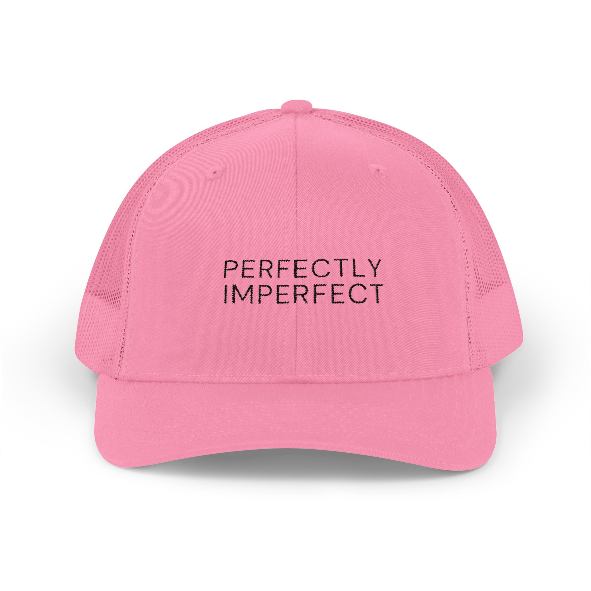 Trucker Cap — "Perfectly Imperfect" Embroidered Mesh Snapback