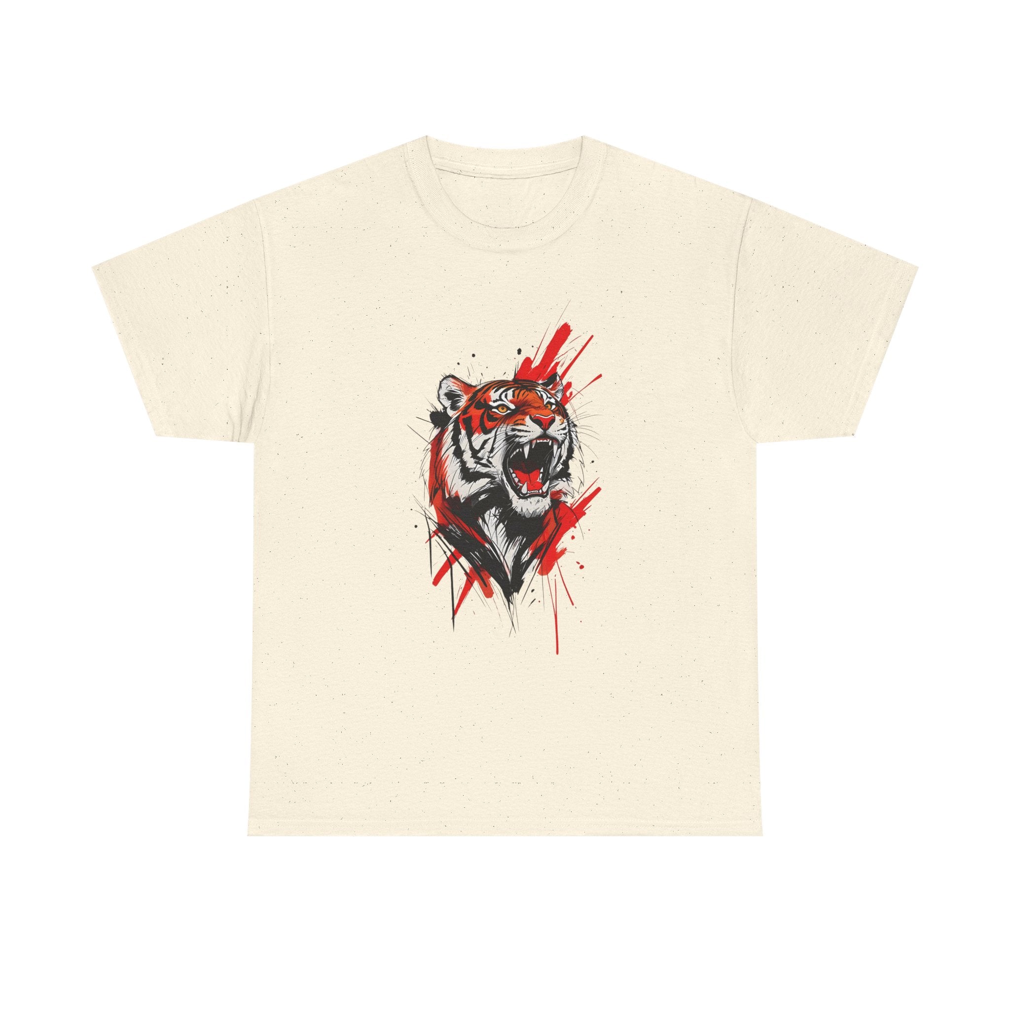 Ferocious Tiger Unisex Heavy Cotton Tee, Animal Lover Shirt, Graphic Tee, Wildlife Shirt, Gift for Her, Gift for Him