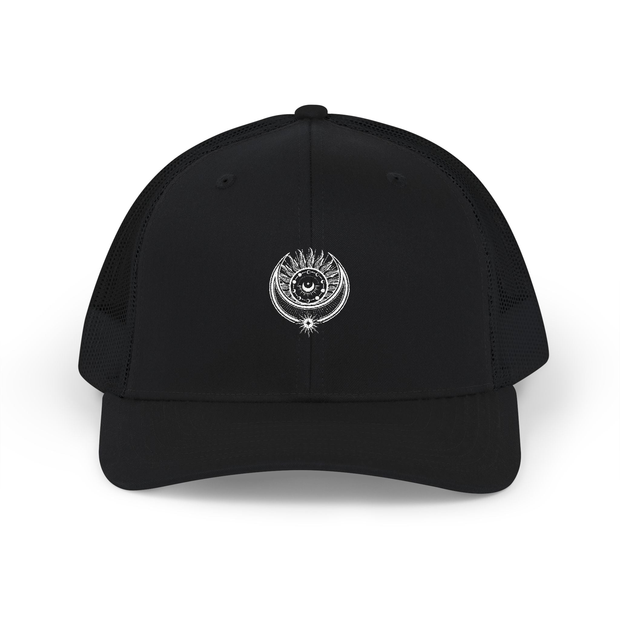 Trucker Cap — Embroidered Smiley Sun Logo Snapback