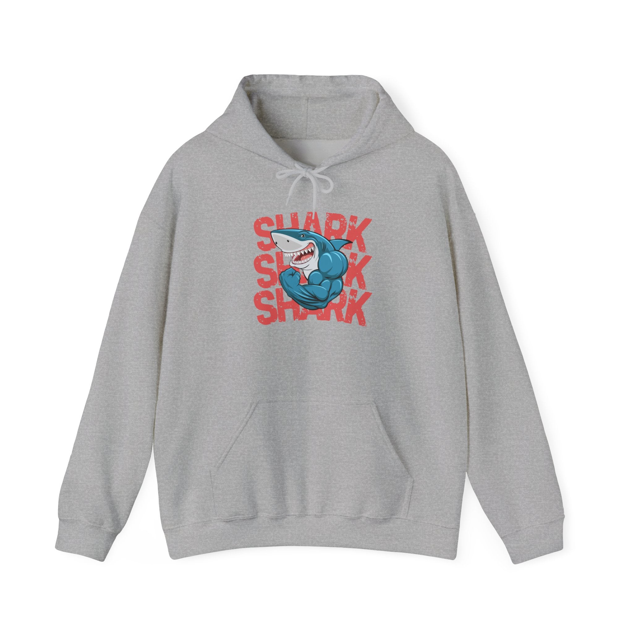Shark Attack Hoodie - Unisex Heavy Blend Sweatshirt, Graphic Shark Apparel, Ocean Lover Gift, Fun Beachwear, Surfing Fashion
