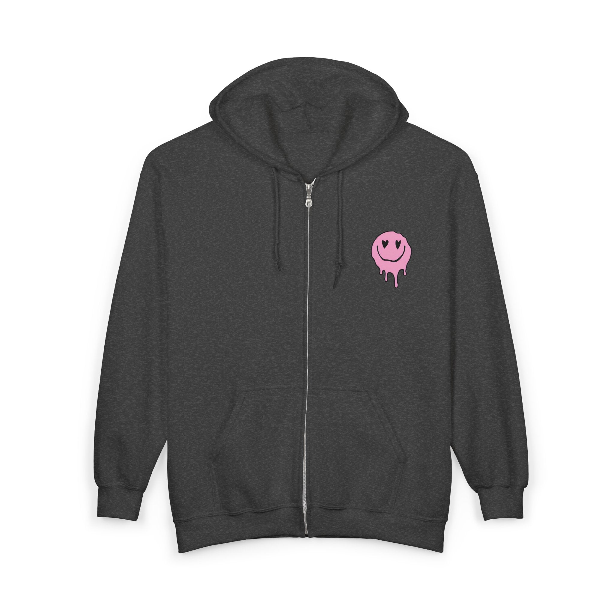Smiley Face Zip Hoodie | Comfortable Lounge Wear, Gift for Friends, Casual Fashion, Stylish Streetwear, Perfect for Any Season