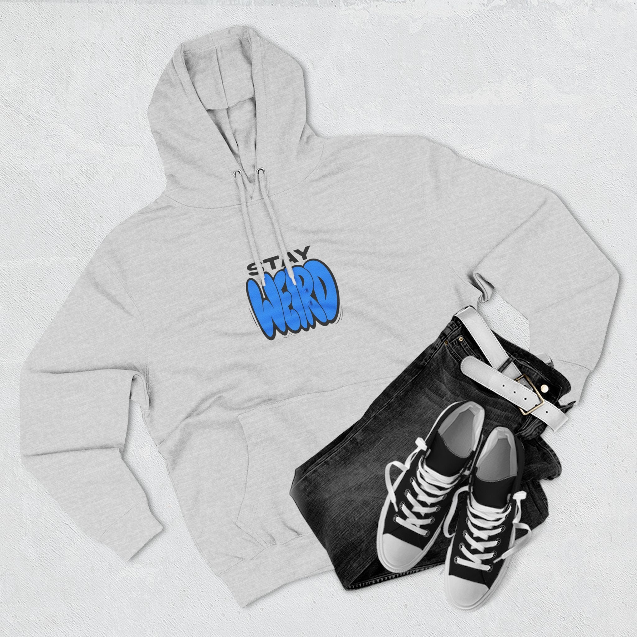 Stay Weird Hoodie — Cute Blue Graphic Fleece Pullover