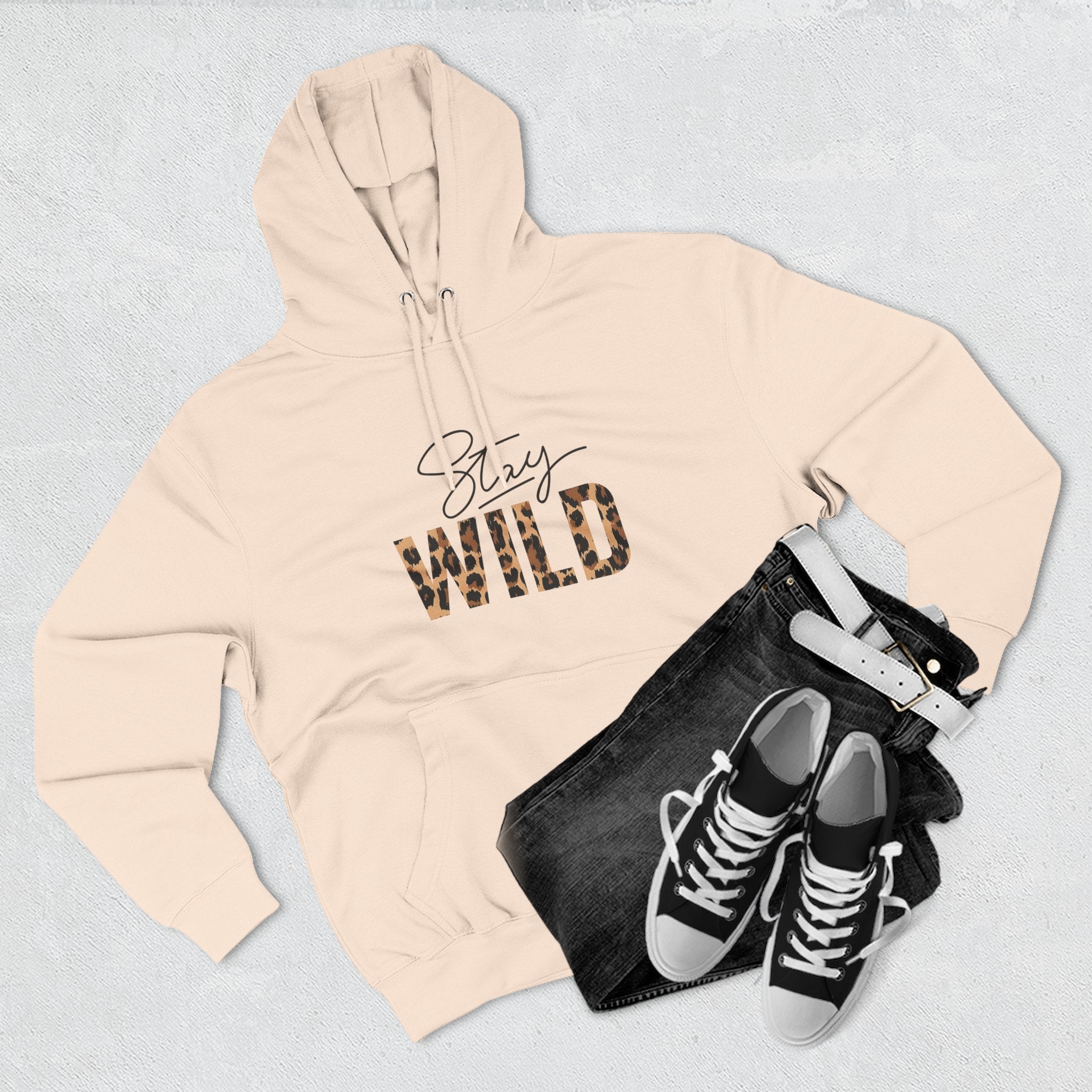 Stay Wild Fleece Hoodie - Cozy, Stylish, Perfect for Adventures, Great for Fall/Winter, Unique Gift Idea