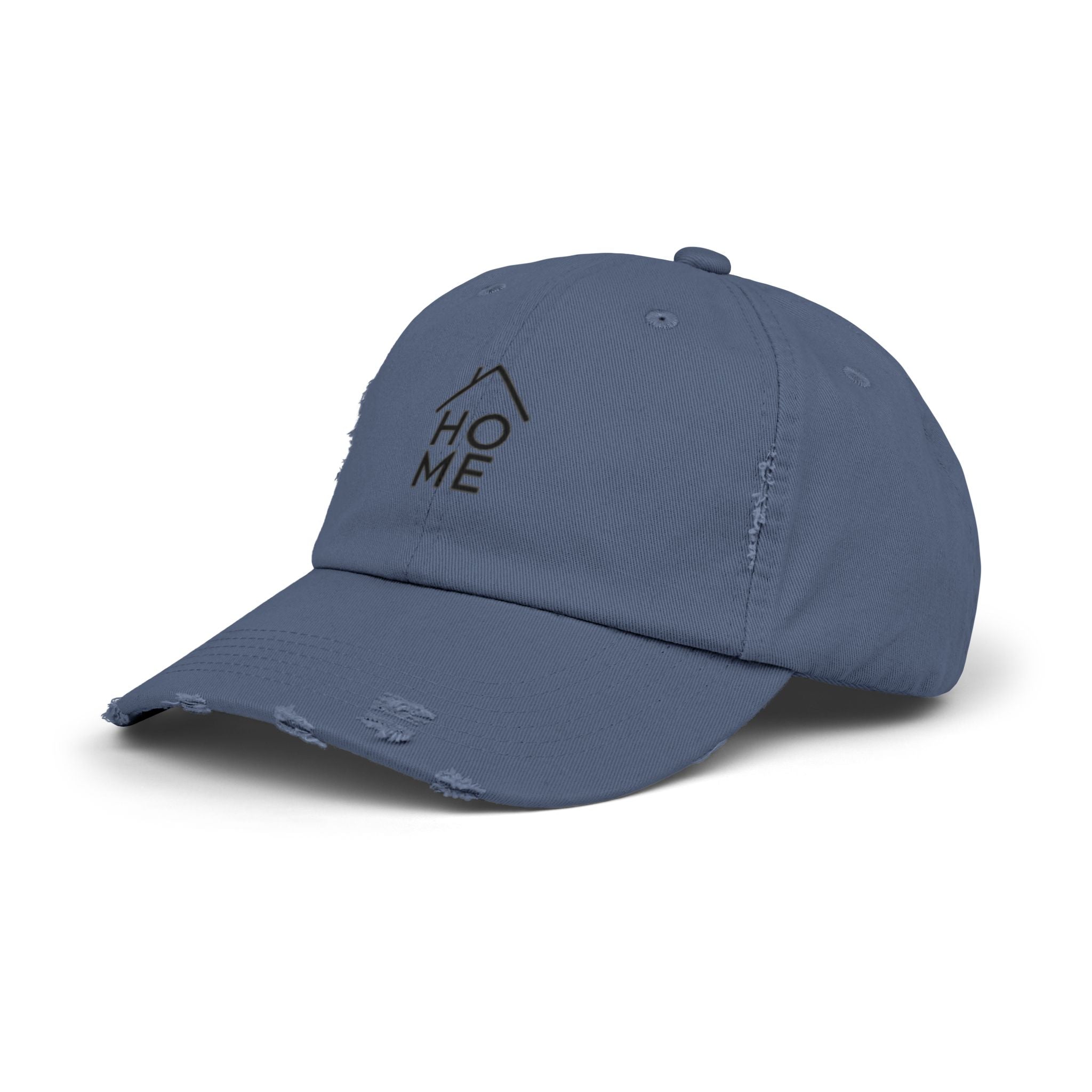 Distressed 'HOME' Baseball Cap – Minimal House Logo Dad Hat