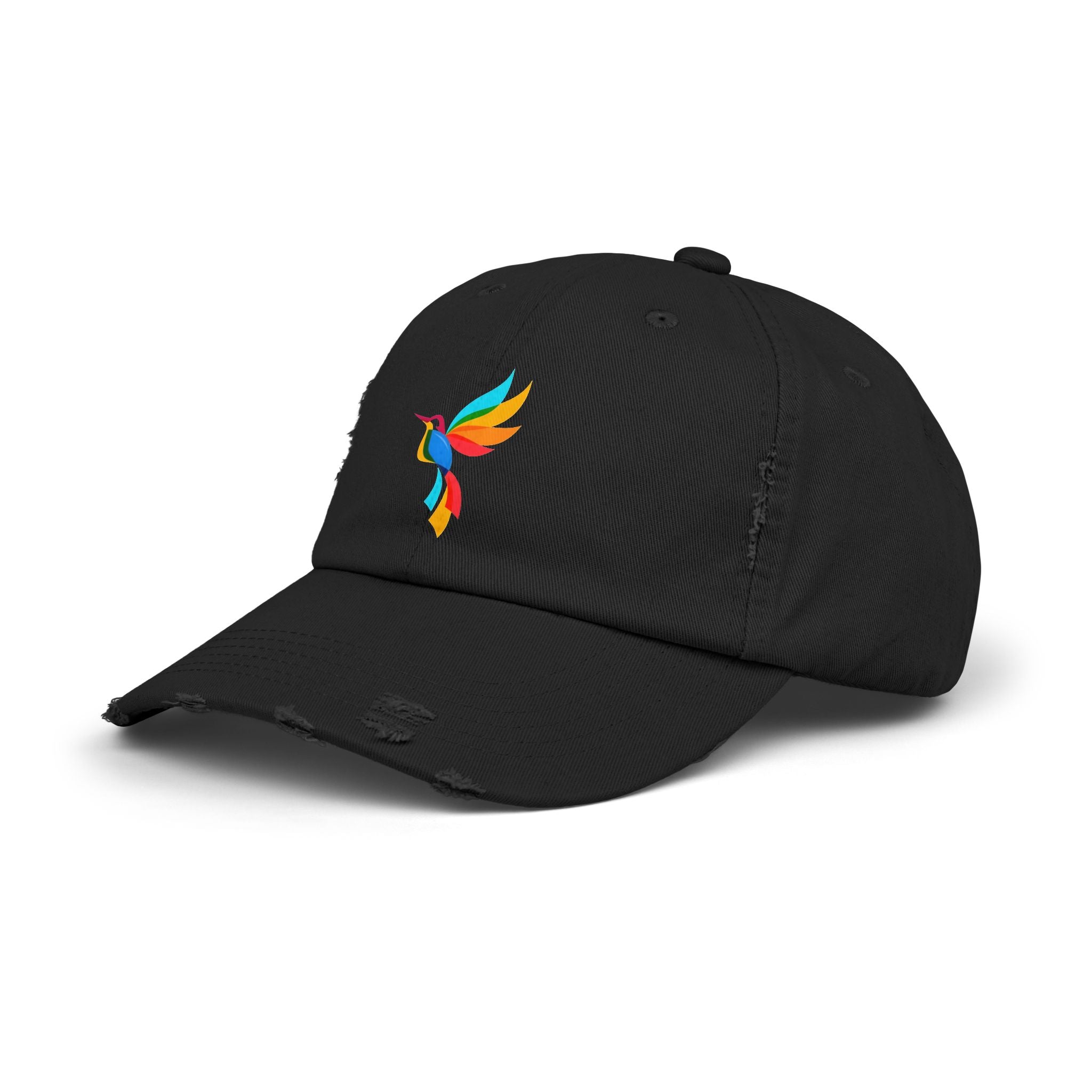 Colorful Hummingbird Unisex Distressed Cap, Casual Summer Hat, Trendy Dad Hat, Outdoor Accessories, Gift for Nature Lovers