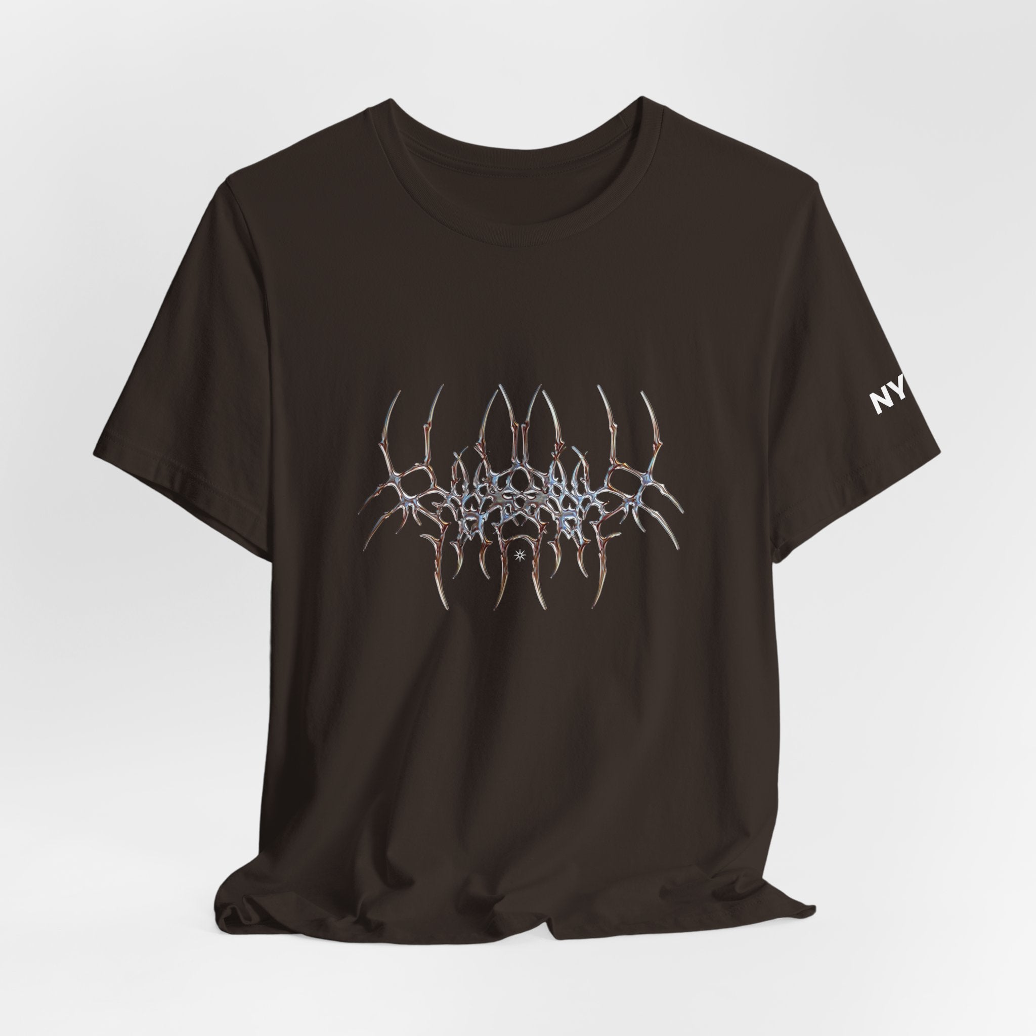 Gothic Spider Web Graphic Tee — Trippy Dark Metal Design