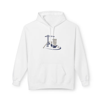 Coastal Lighthouse Hoodie — Minimal Nautical Beach House Graphic