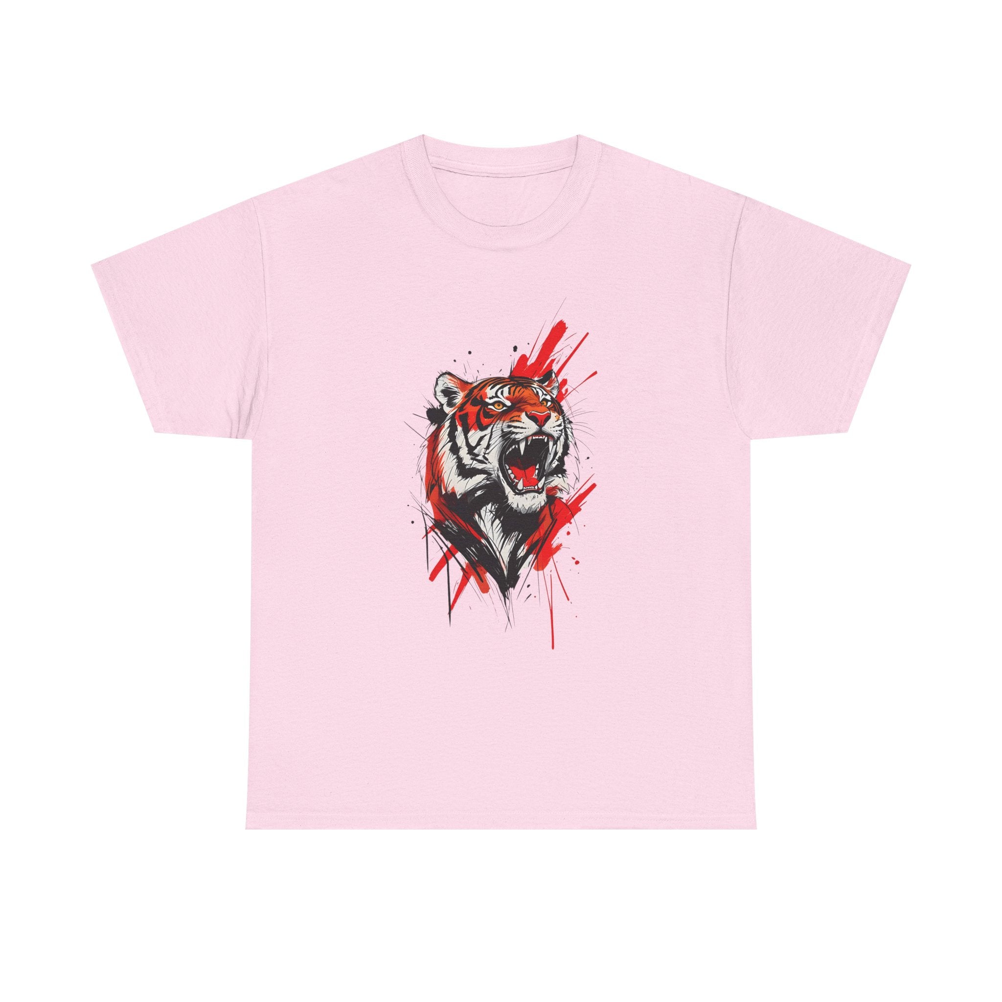Ferocious Tiger Unisex Heavy Cotton Tee, Animal Lover Shirt, Graphic Tee, Wildlife Shirt, Gift for Her, Gift for Him