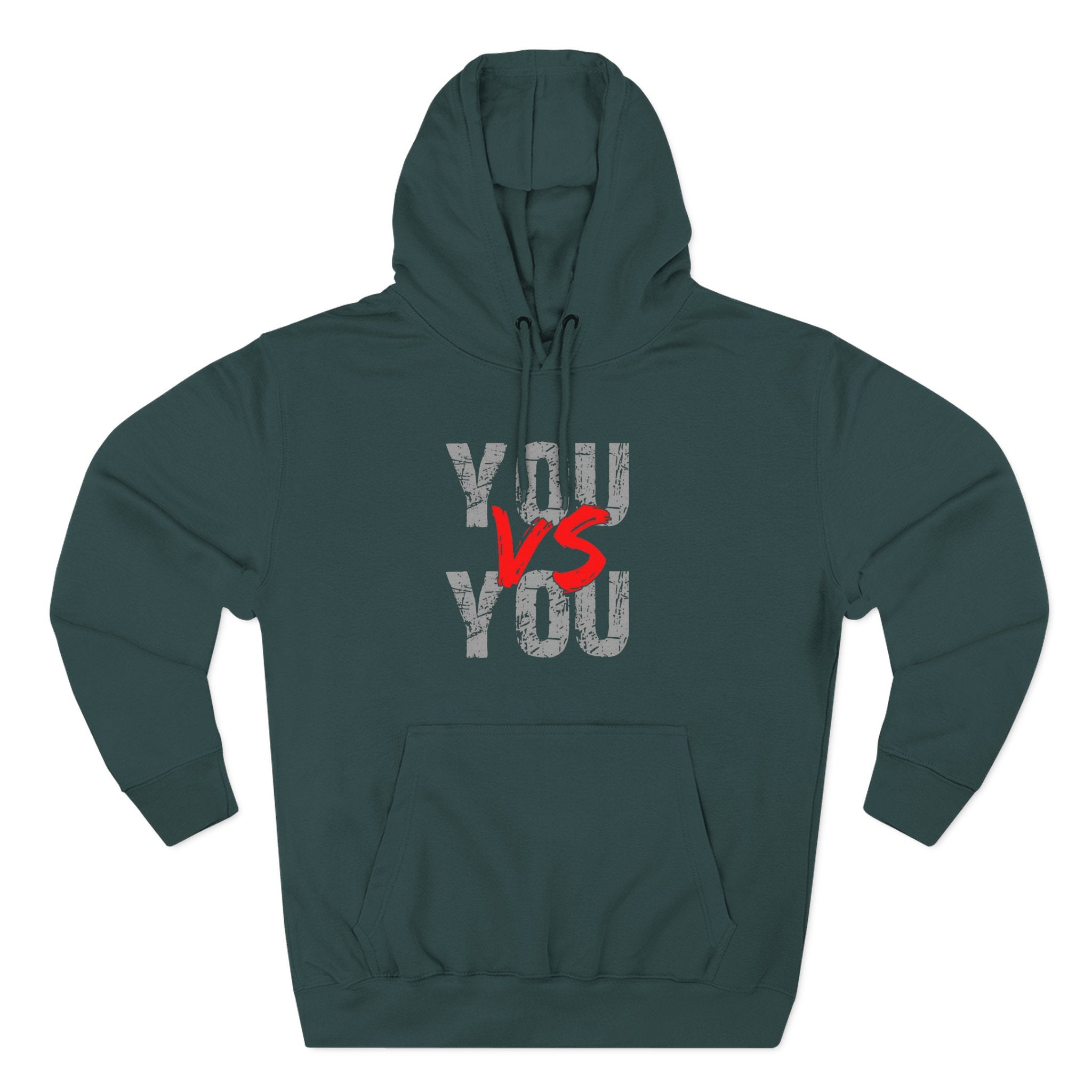 YOU vs YOU Three-Panel Fleece Hoodie, Motivational Sweatshirt, Unisex Hoodie, Workout Apparel, Self-Improvement Gift