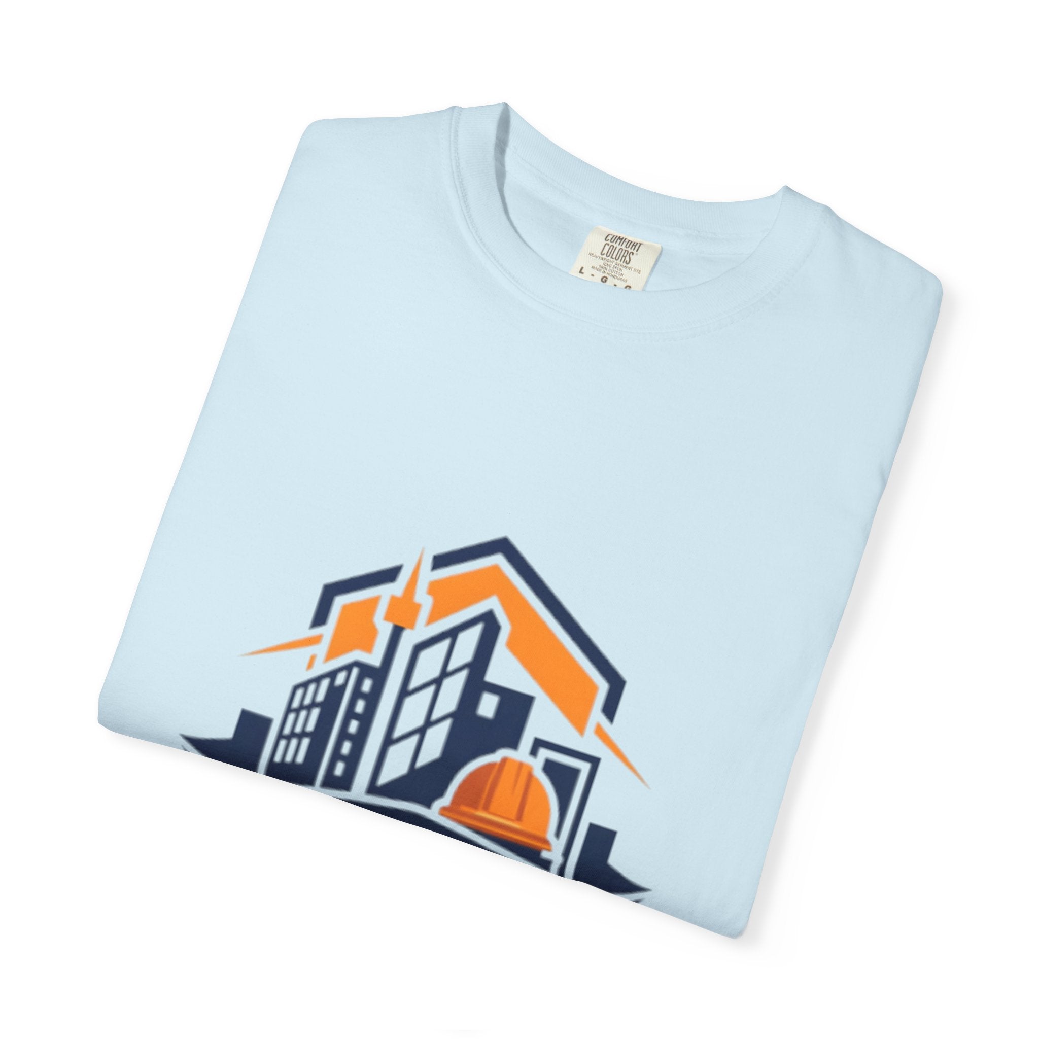 Real Estate Logo T-Shirt — Modern Cityscape Home Builder Graphic Tee