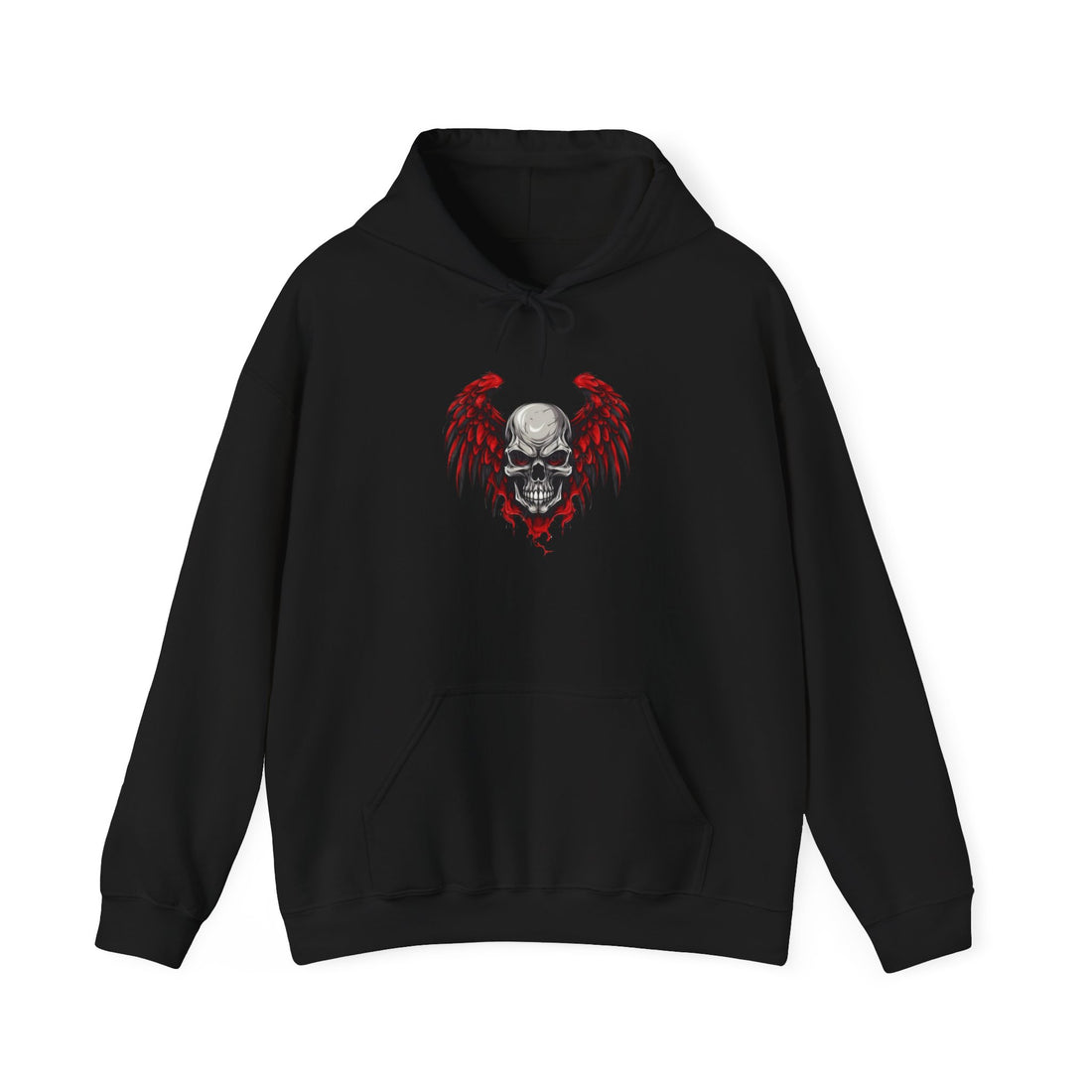 Gothic Skull Wings Hooded Sweatshirt - Perfect for Halloween, Casual Wear, Alternative Style, Gifts for Him/Her, Streetwear