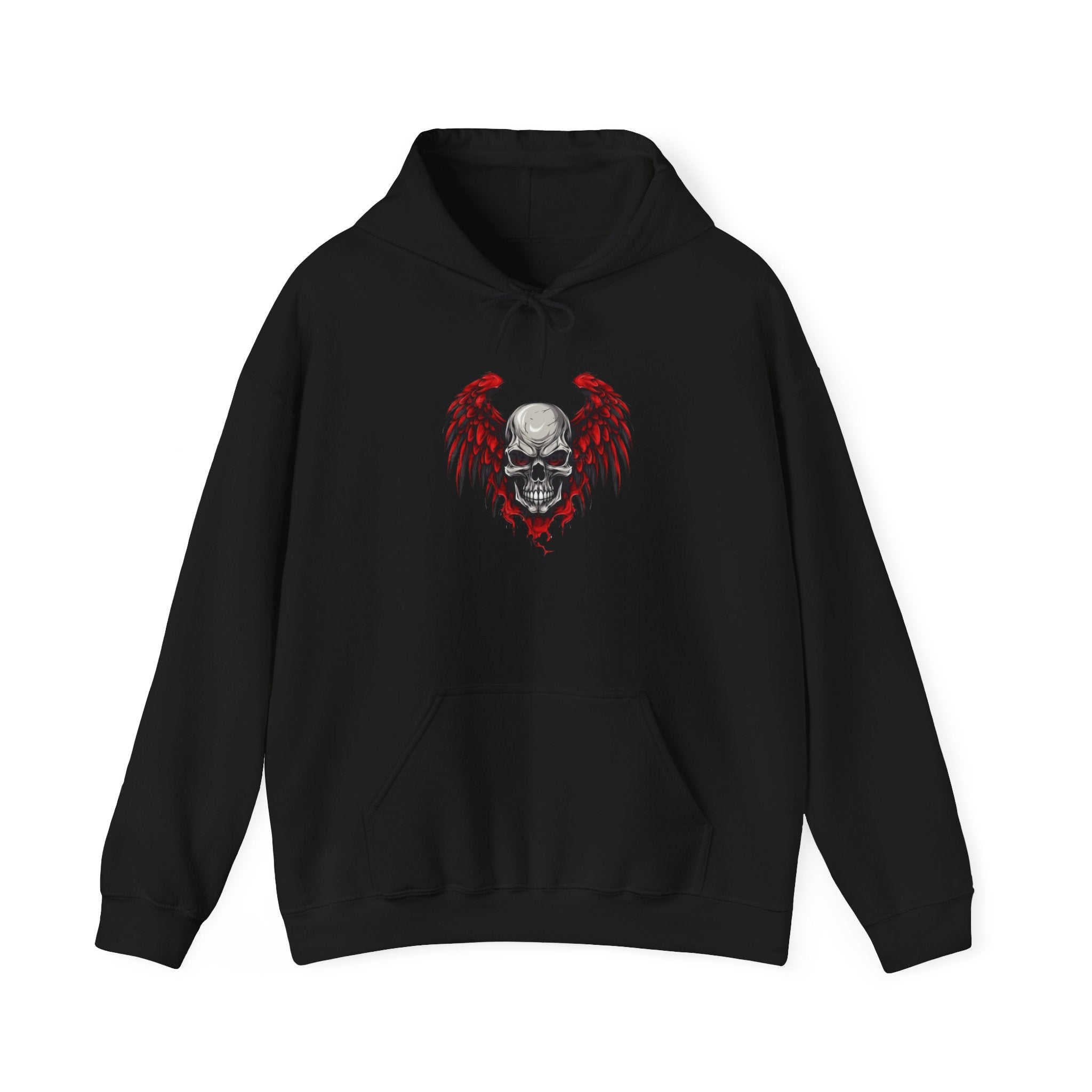 Gothic Skull Wings Hooded Sweatshirt - Perfect for Halloween, Casual Wear, Alternative Style, Gifts for Him/Her, Streetwear