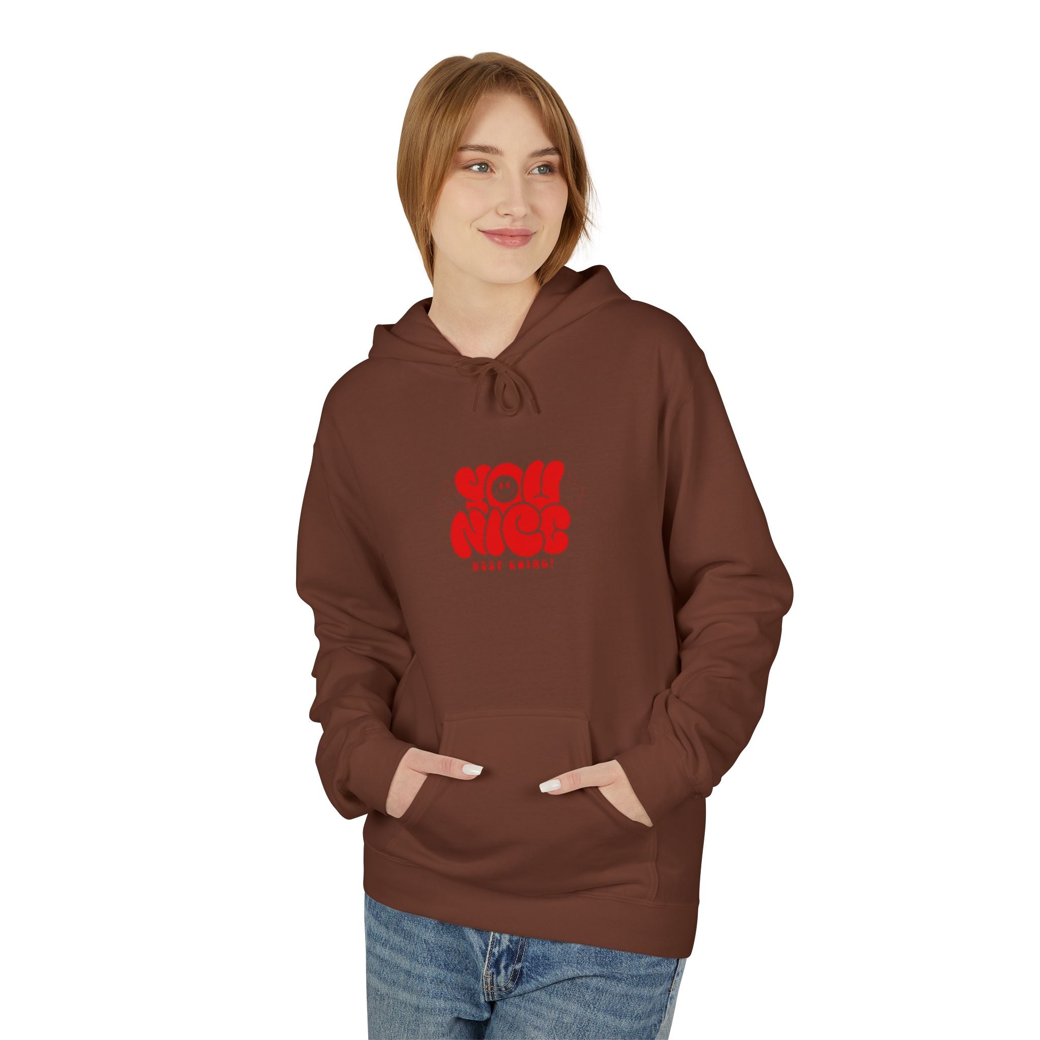 Nice Vibes Hoodie — Retro Red "Stay Nice" Graphic Sweatshirt