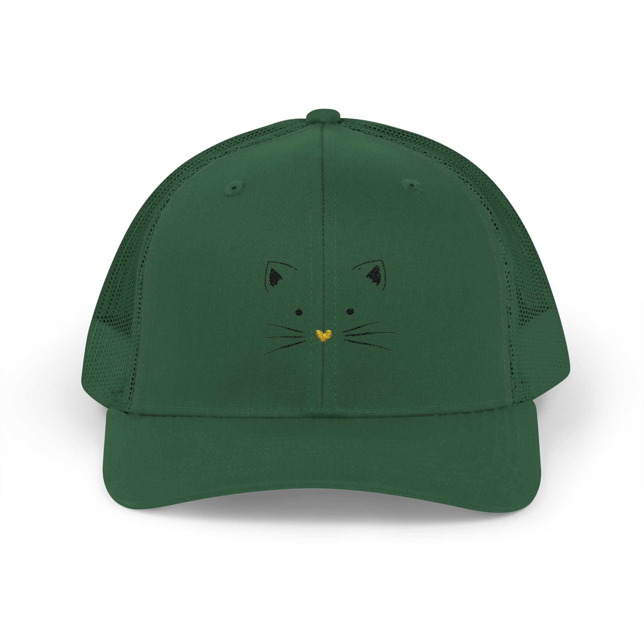 Cat Face Trucker Cap — Minimal Cute Kitty Snapback Hat