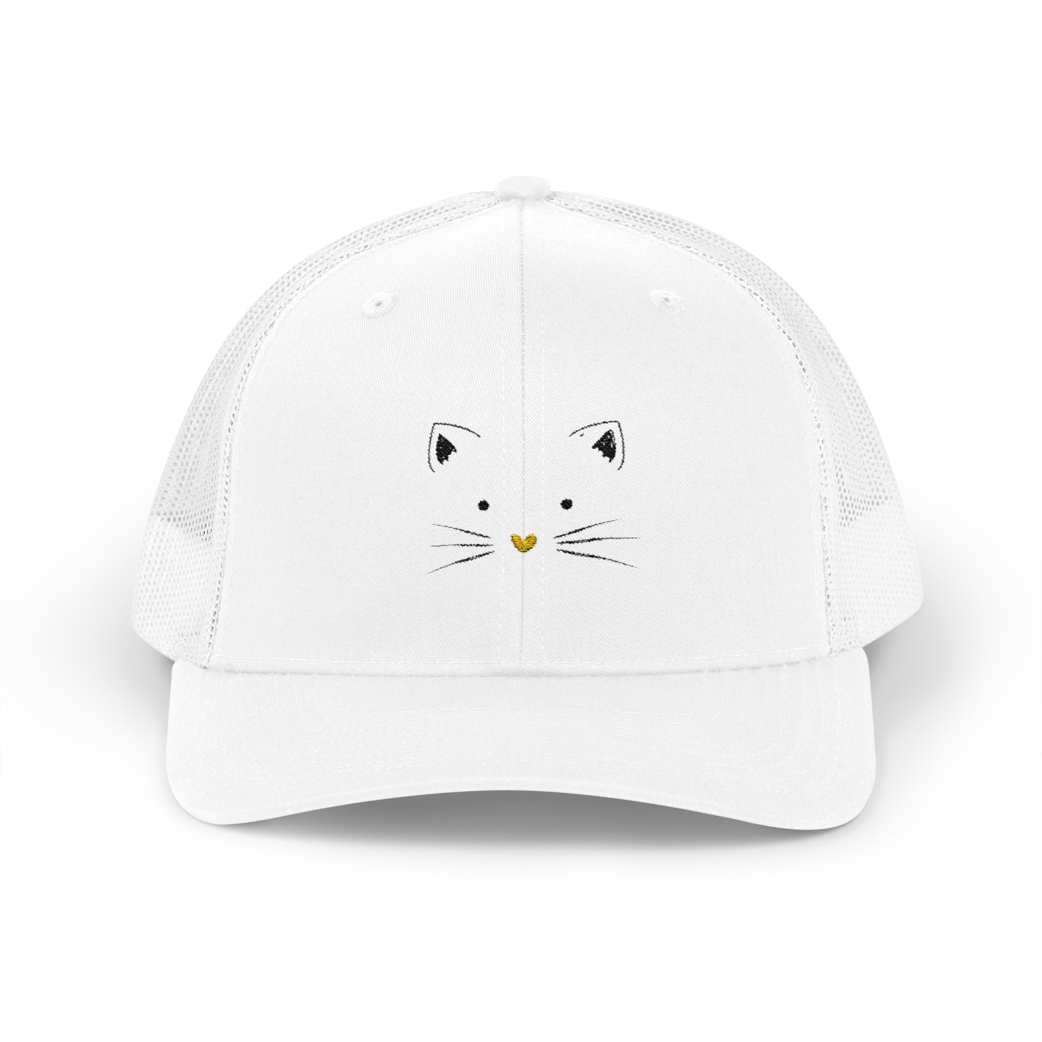 Cat Face Trucker Cap — Minimal Cute Kitty Snapback Hat