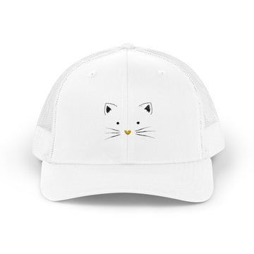 Cat Face Trucker Cap — Minimal Cute Kitty Snapback Hat