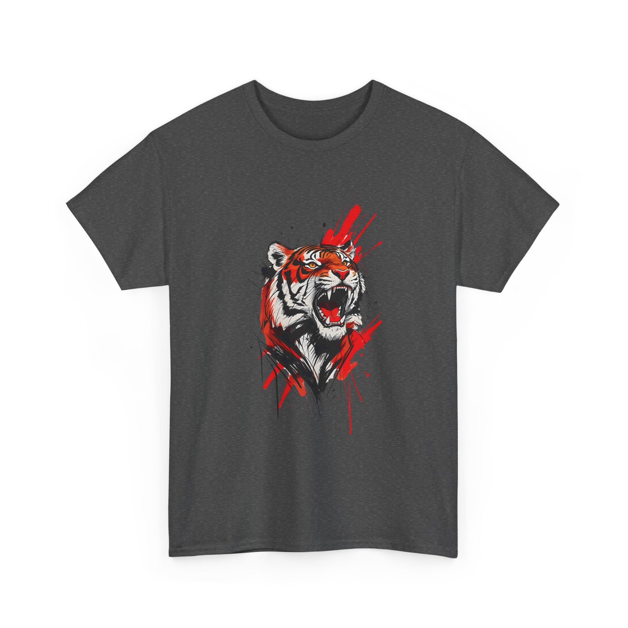 Ferocious Tiger Unisex Heavy Cotton Tee, Animal Lover Shirt, Graphic Tee, Wildlife Shirt, Gift for Her, Gift for Him