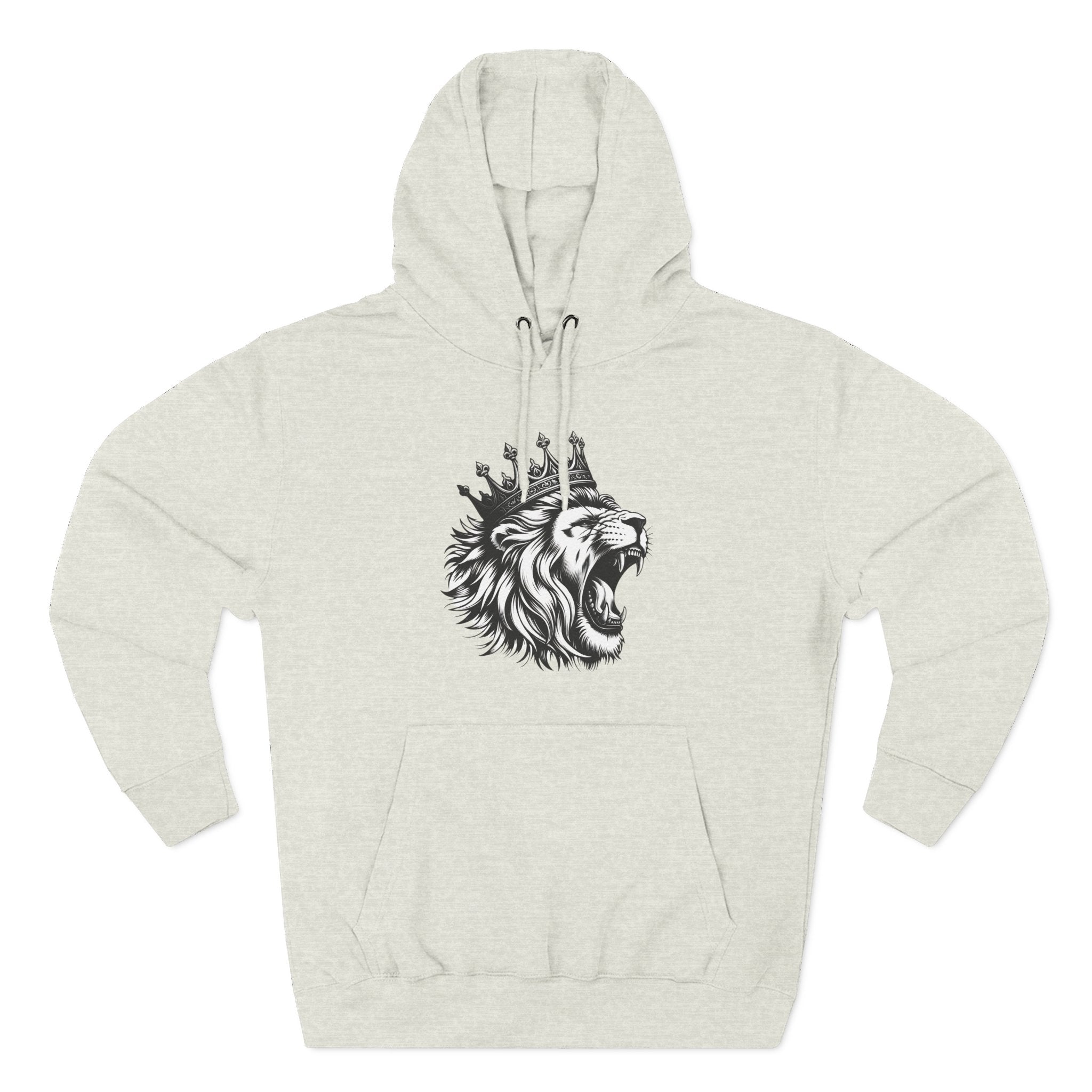 Courageous Lion Fleece Hoodie, Casual Streetwear, Unisex Hoodie, Gift for Lion Lovers, Cozy Warm Hoodie