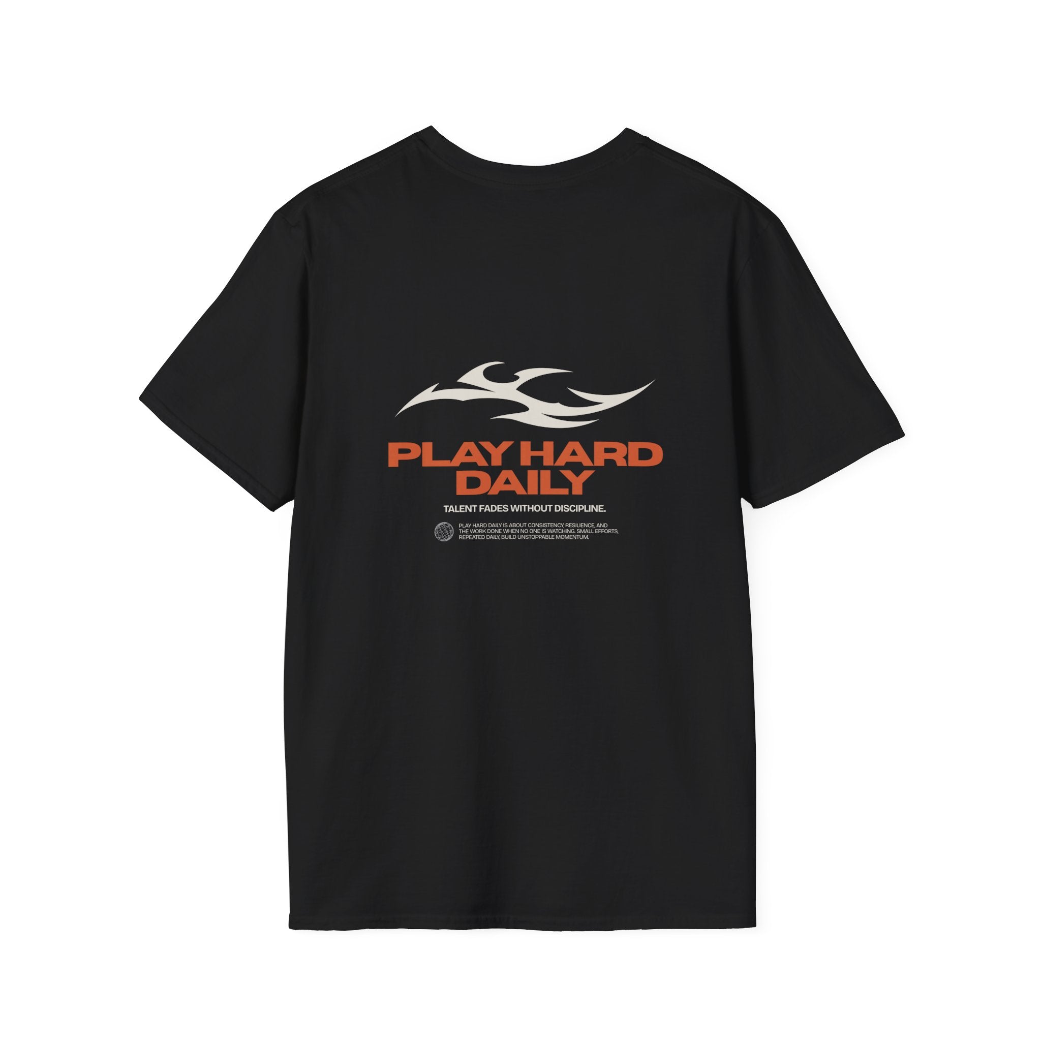 Play Hard Daily Graphic T-Shirt — Flame Logo Streetwear Tee