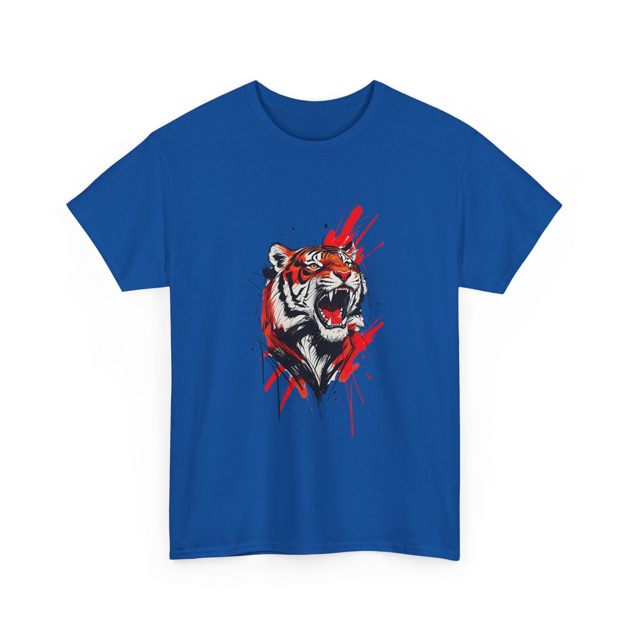 Ferocious Tiger Unisex Heavy Cotton Tee, Animal Lover Shirt, Graphic Tee, Wildlife Shirt, Gift for Her, Gift for Him