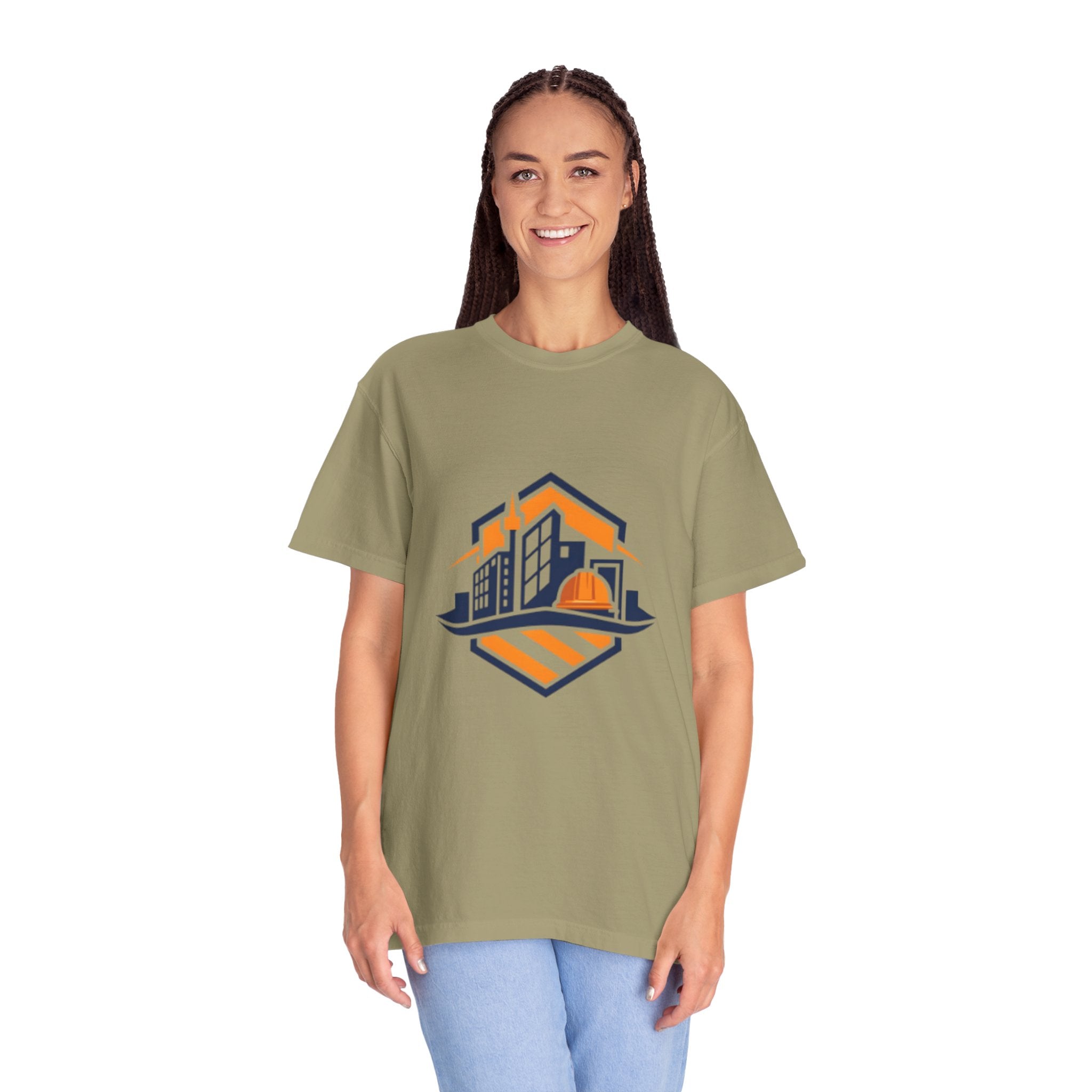 Real Estate Logo T-Shirt — Modern Cityscape Home Builder Graphic Tee