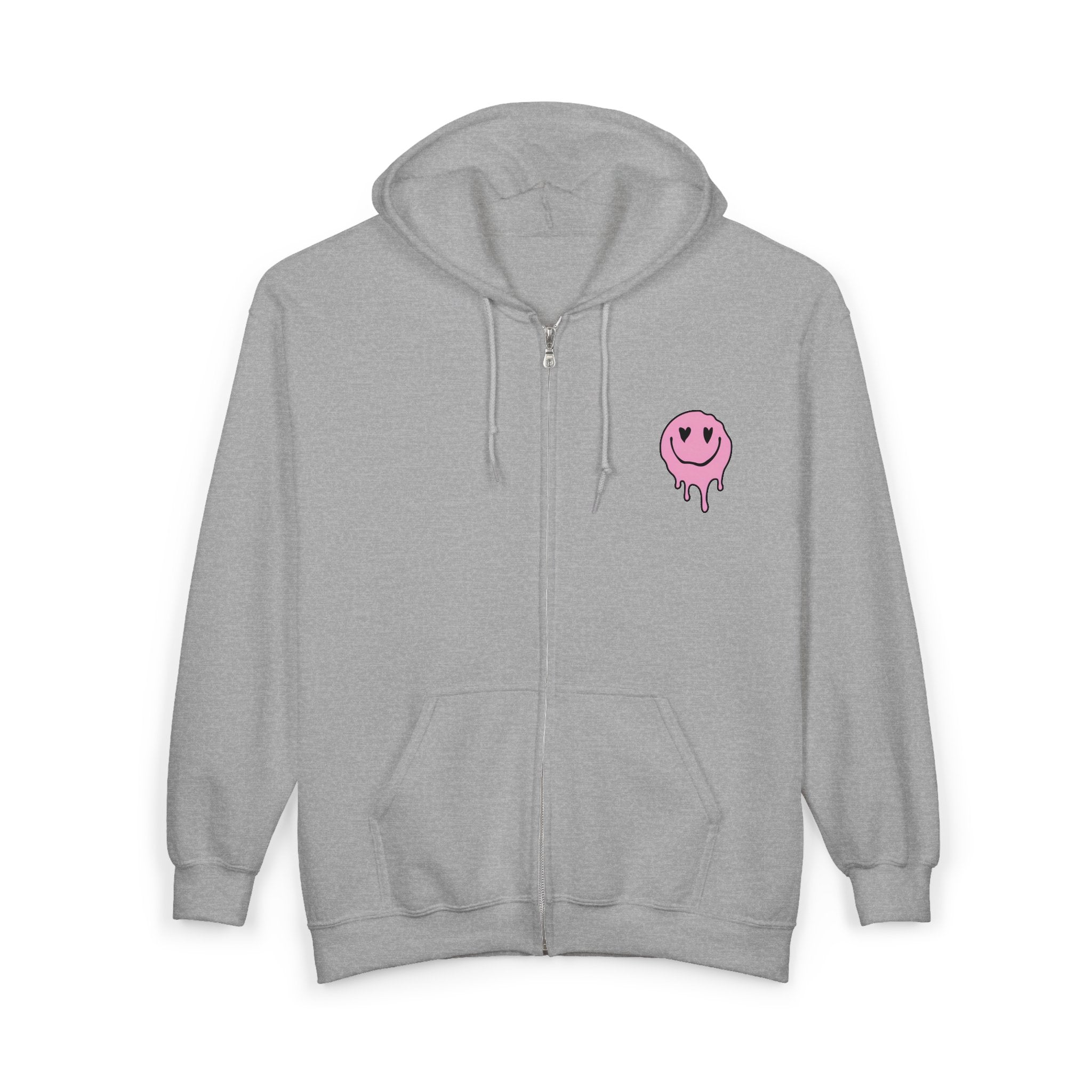 Smiley Face Zip Hoodie | Comfortable Lounge Wear, Gift for Friends, Casual Fashion, Stylish Streetwear, Perfect for Any Season