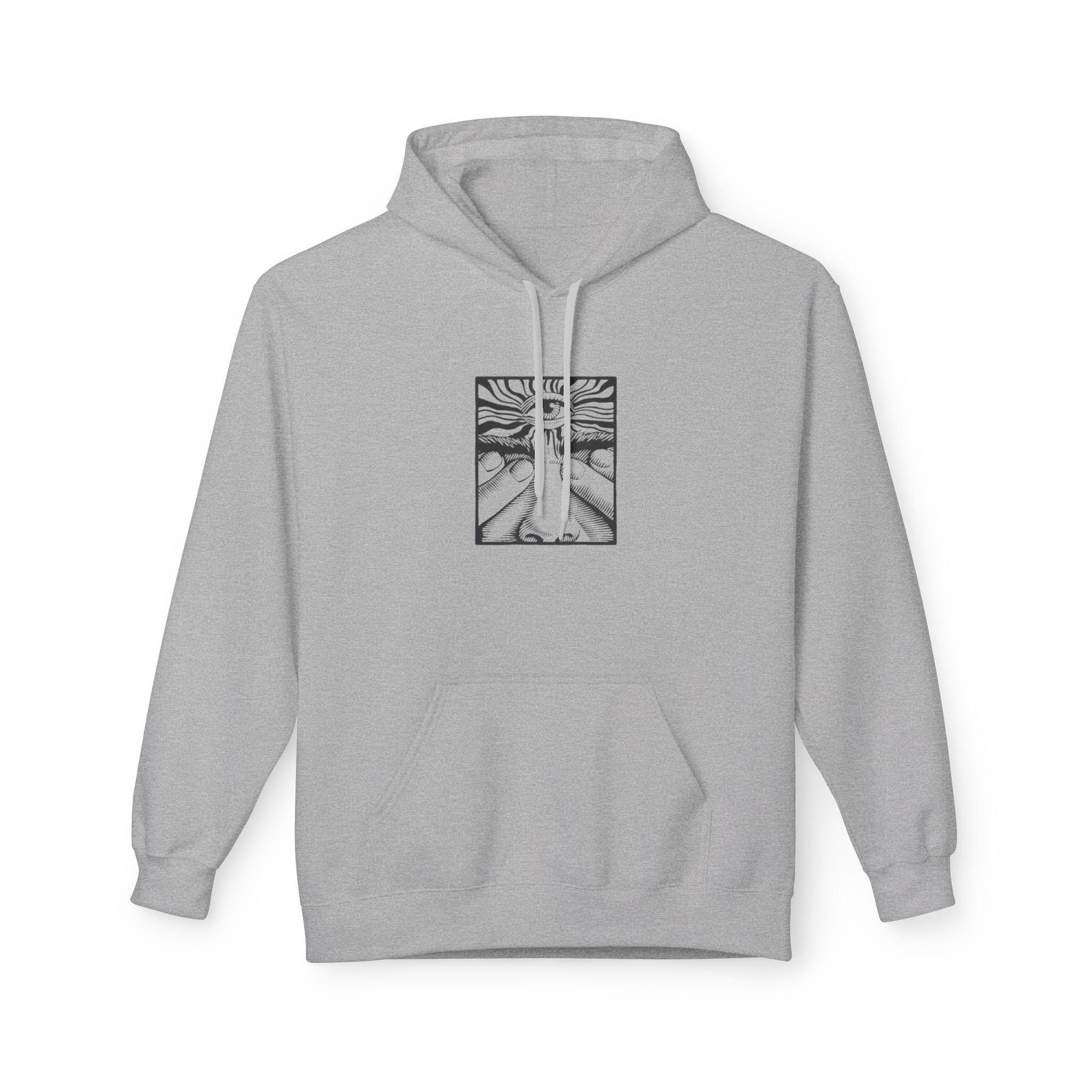 Minimalist Line Art Hoodie — Abstract Sunrise Hands Design