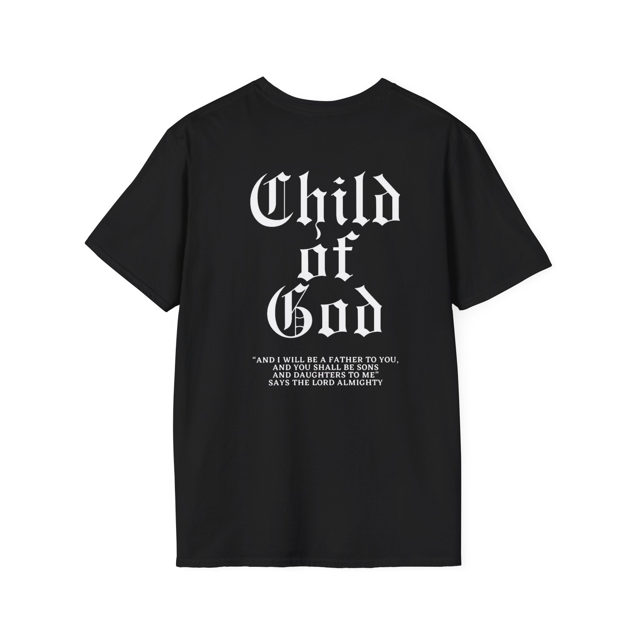 Child of God T-Shirt — Gothic Script Faith Tee with Bible Verse (Christian Apparel)