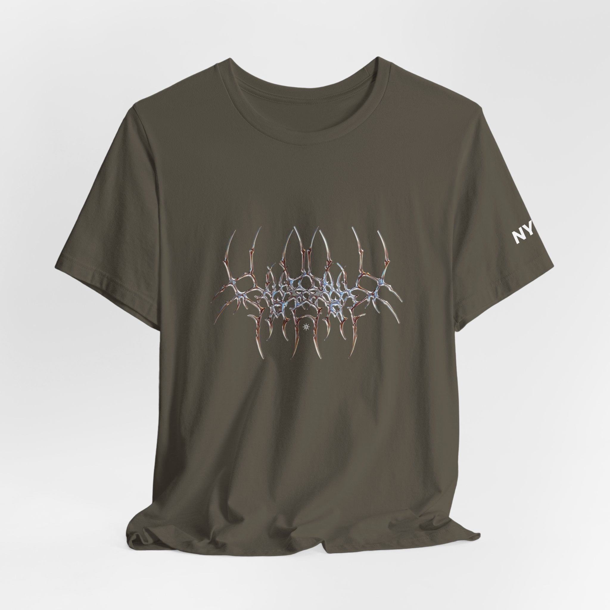 Gothic Spider Web Graphic Tee — Trippy Dark Metal Design