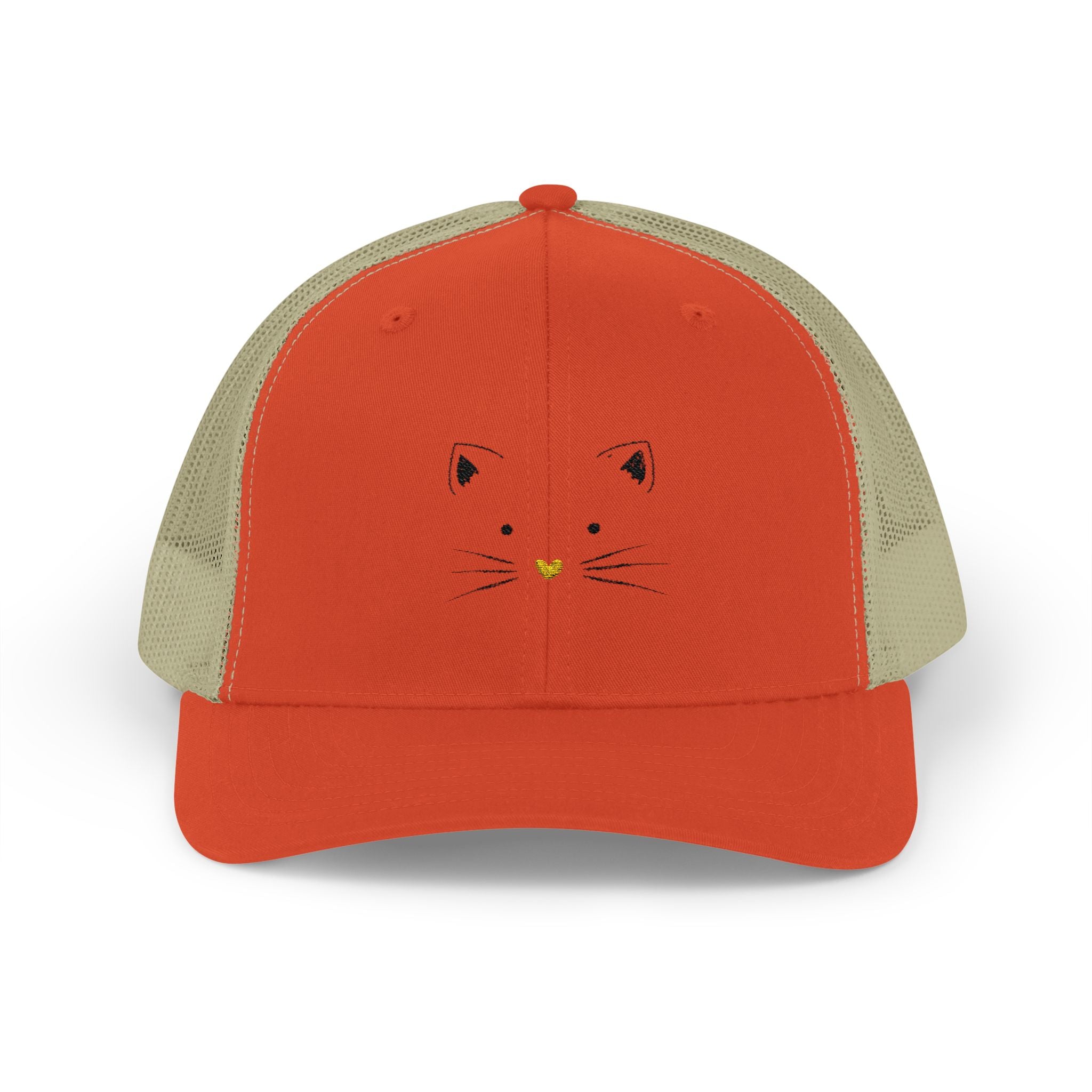 Cat Face Trucker Cap — Minimal Cute Kitty Snapback Hat