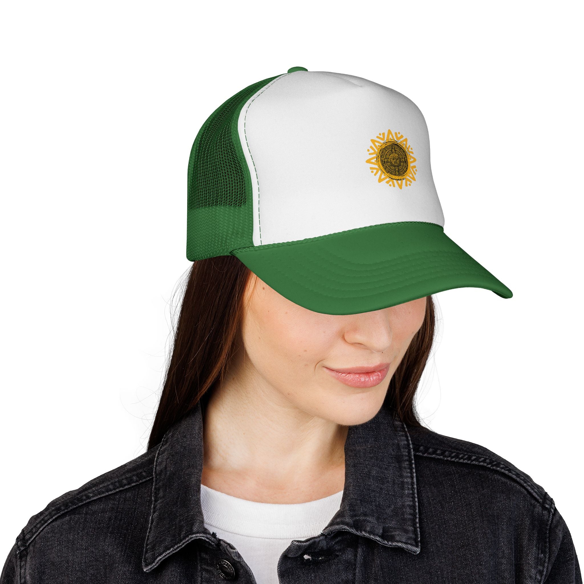 Sunflower Mandala Trucker Cap — Floral Mesh Back Hat for Outdoor & Casual Wear