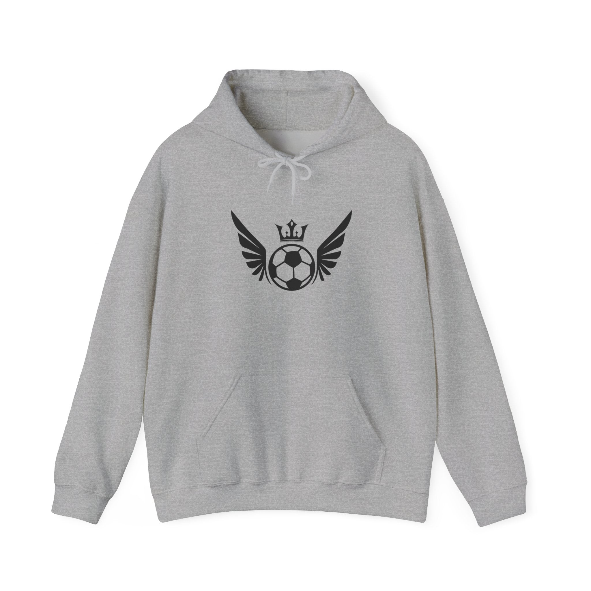 King of Soccer Winged Ball Hoodie — Crowned Football Graphic Sweatshirt