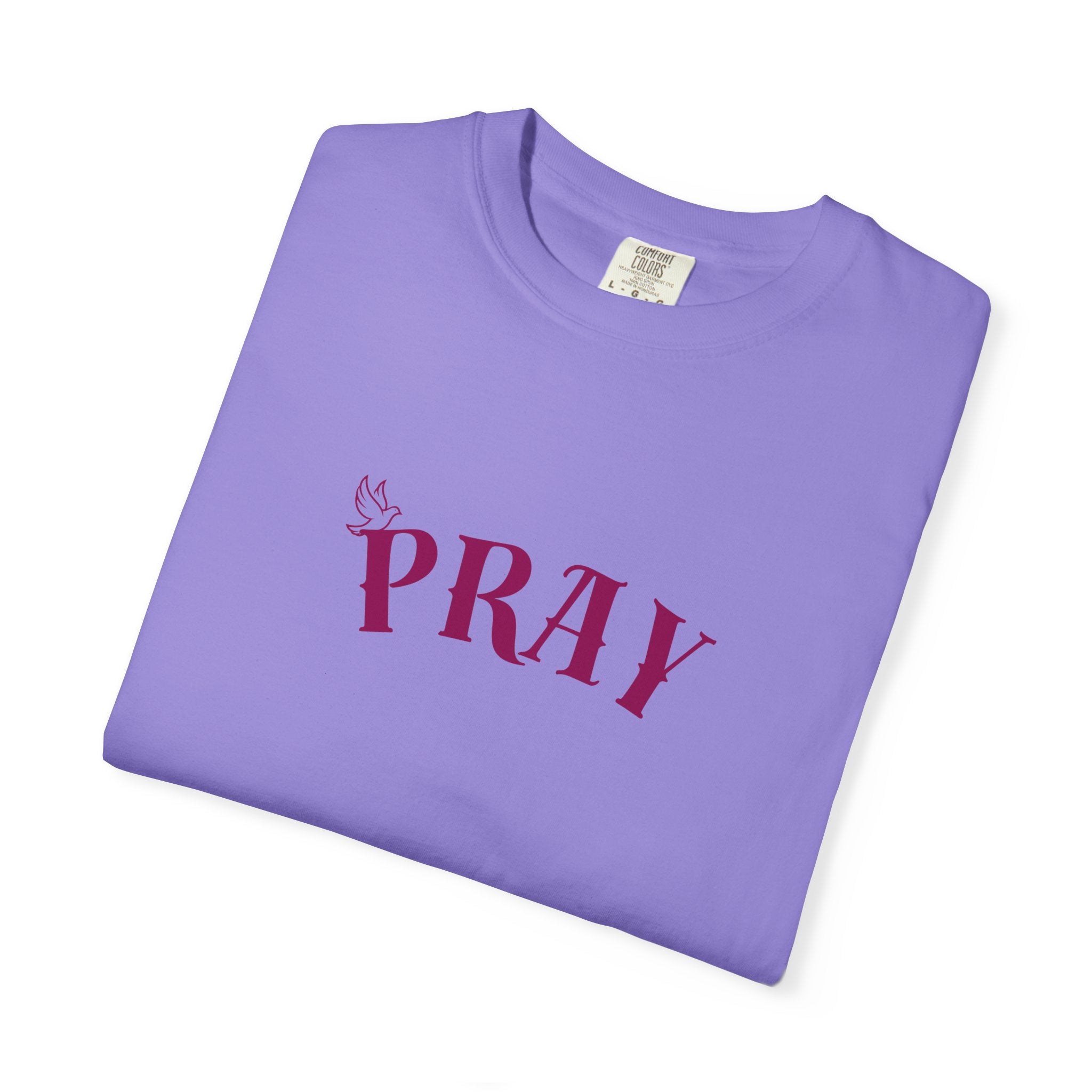 Pray Graphic T-Shirt — "Pray" Front & Praying Hands Back Spiritual Tee