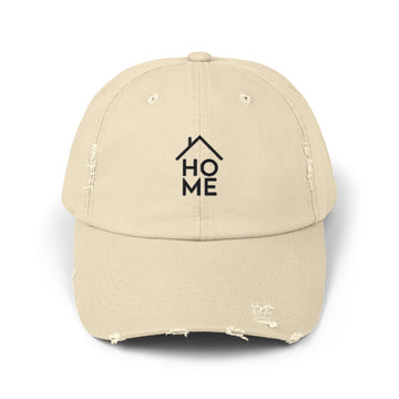 Distressed 'HOME' Baseball Cap – Minimal House Logo Dad Hat