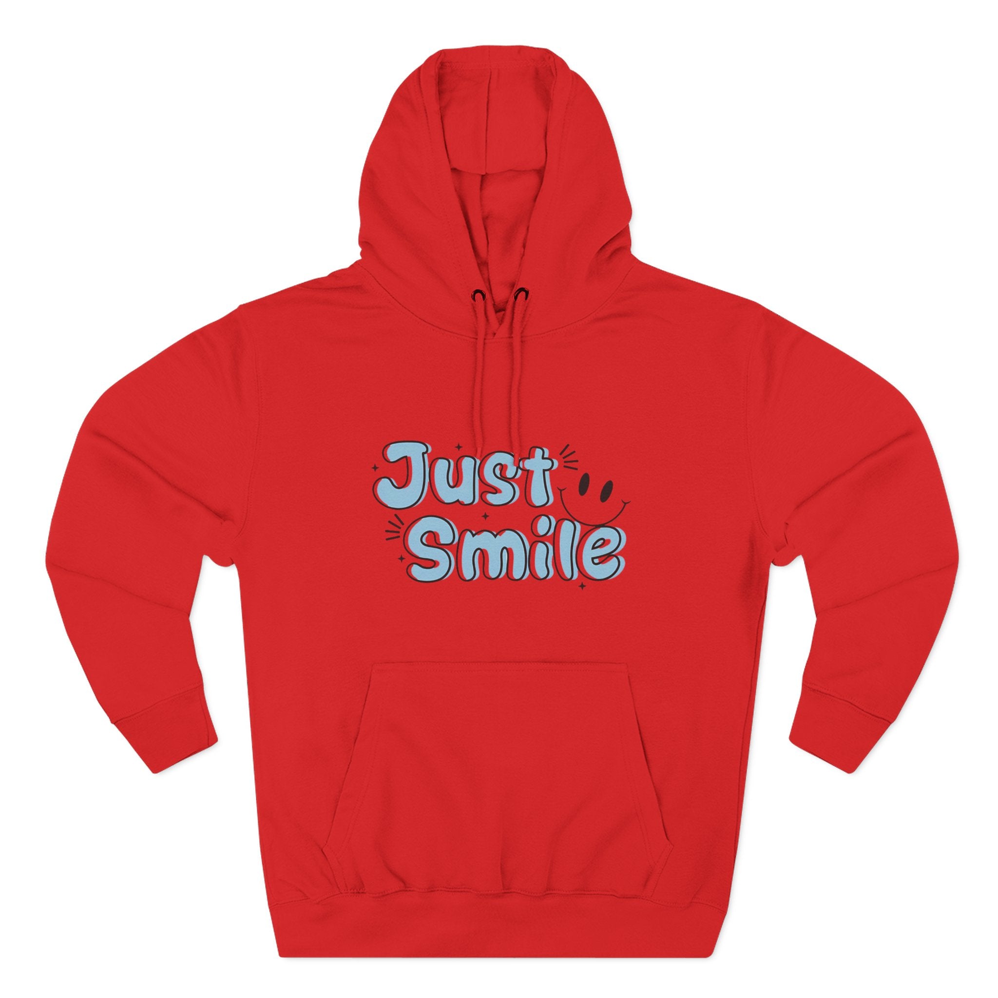 Just Smile Three-Panel Fleece Hoodie, Cozy Hoodie, Gift for Her, Motivational Apparel, Casual Wear, Cute Sweatshirt