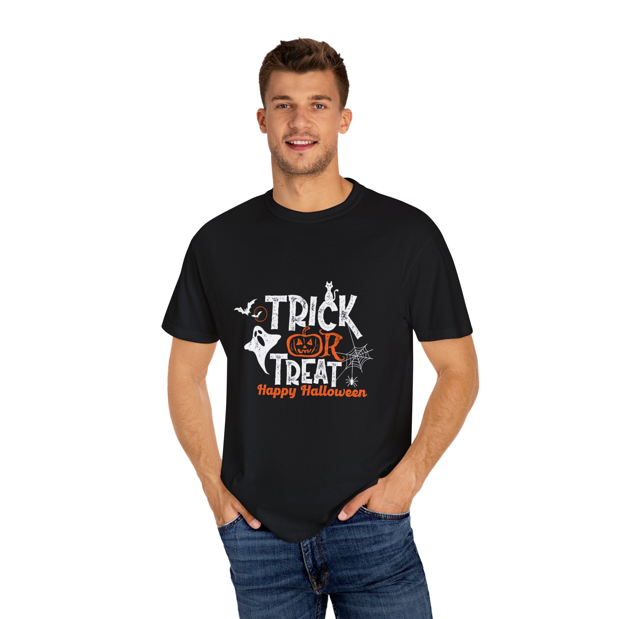 Halloween Trick or Treat T-Shirt, Spooky T-Shirt, Unisex Halloween Apparel, Funny Halloween Gift, October Party Shirt, Casual Halloween Wear