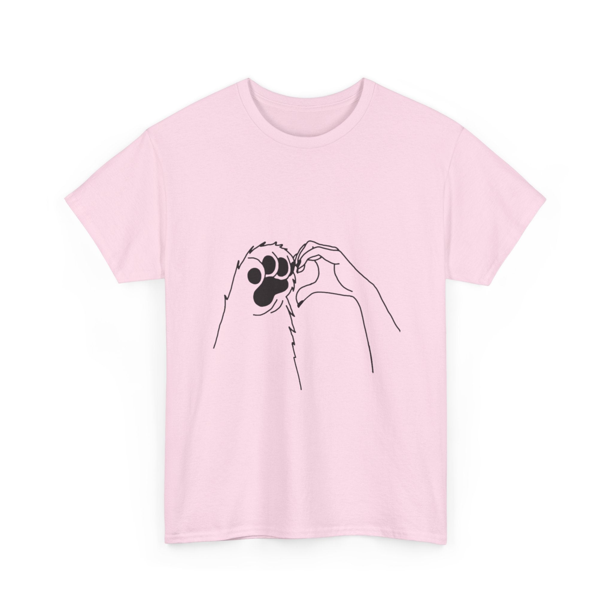 Cat Paw Print T‑Shirt — Minimal Line Art Pet Lover Tee