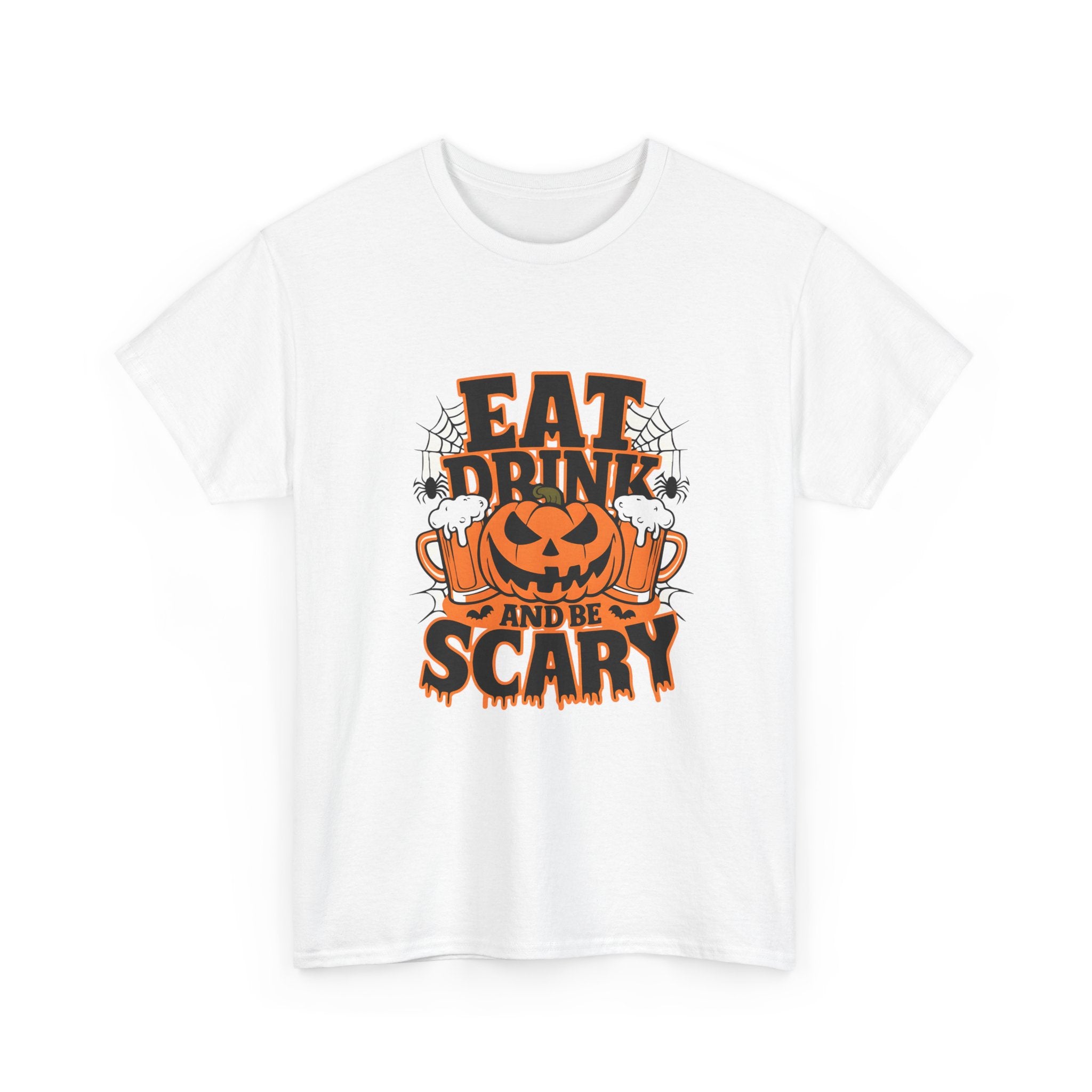 Halloween Fun Unisex Tee - Eat, Drink, and Be Scary Shirt, Autumn Apparel, Spooky Party T-Shirt, October Fest Top, Halloween Gift