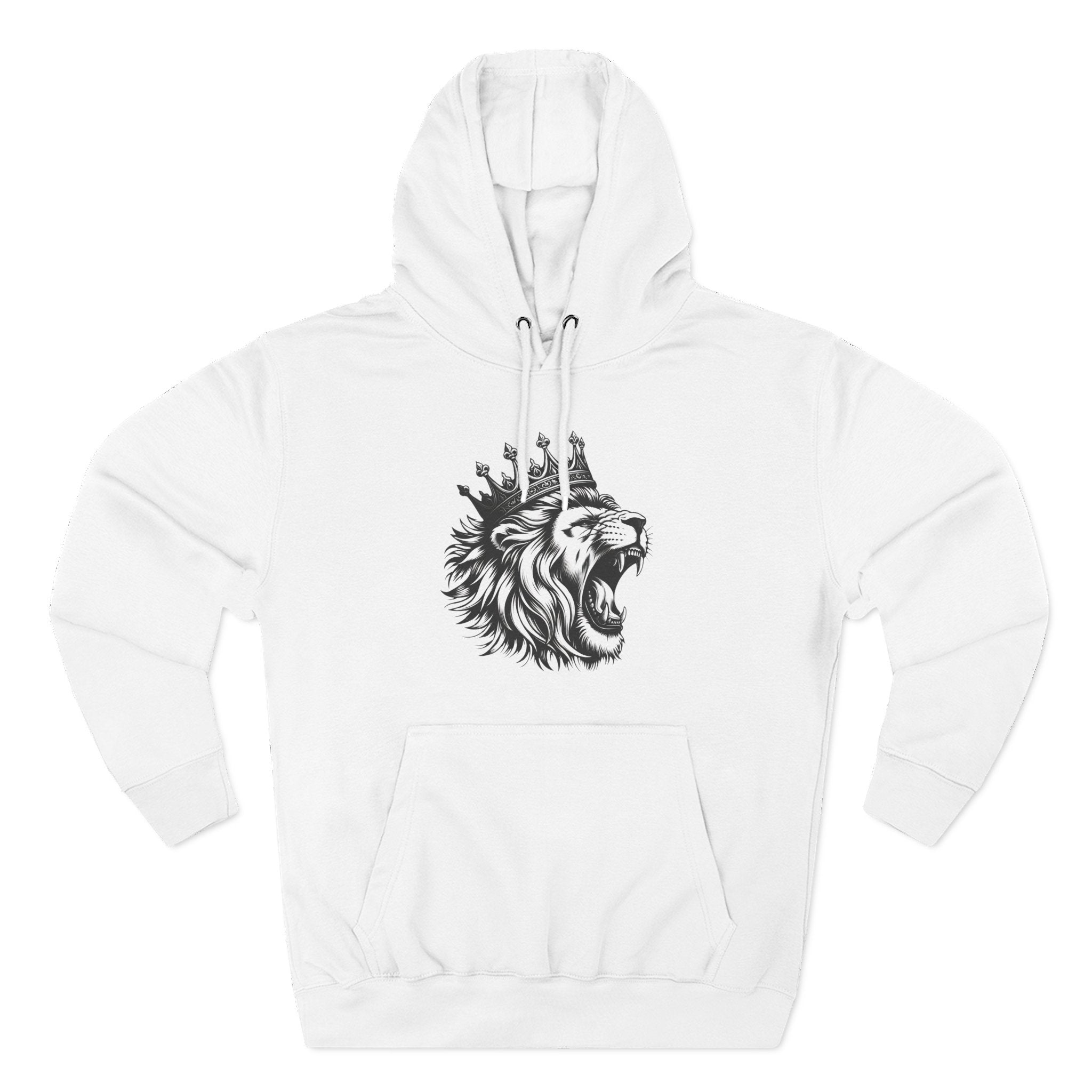 Courageous Lion Fleece Hoodie, Casual Streetwear, Unisex Hoodie, Gift for Lion Lovers, Cozy Warm Hoodie