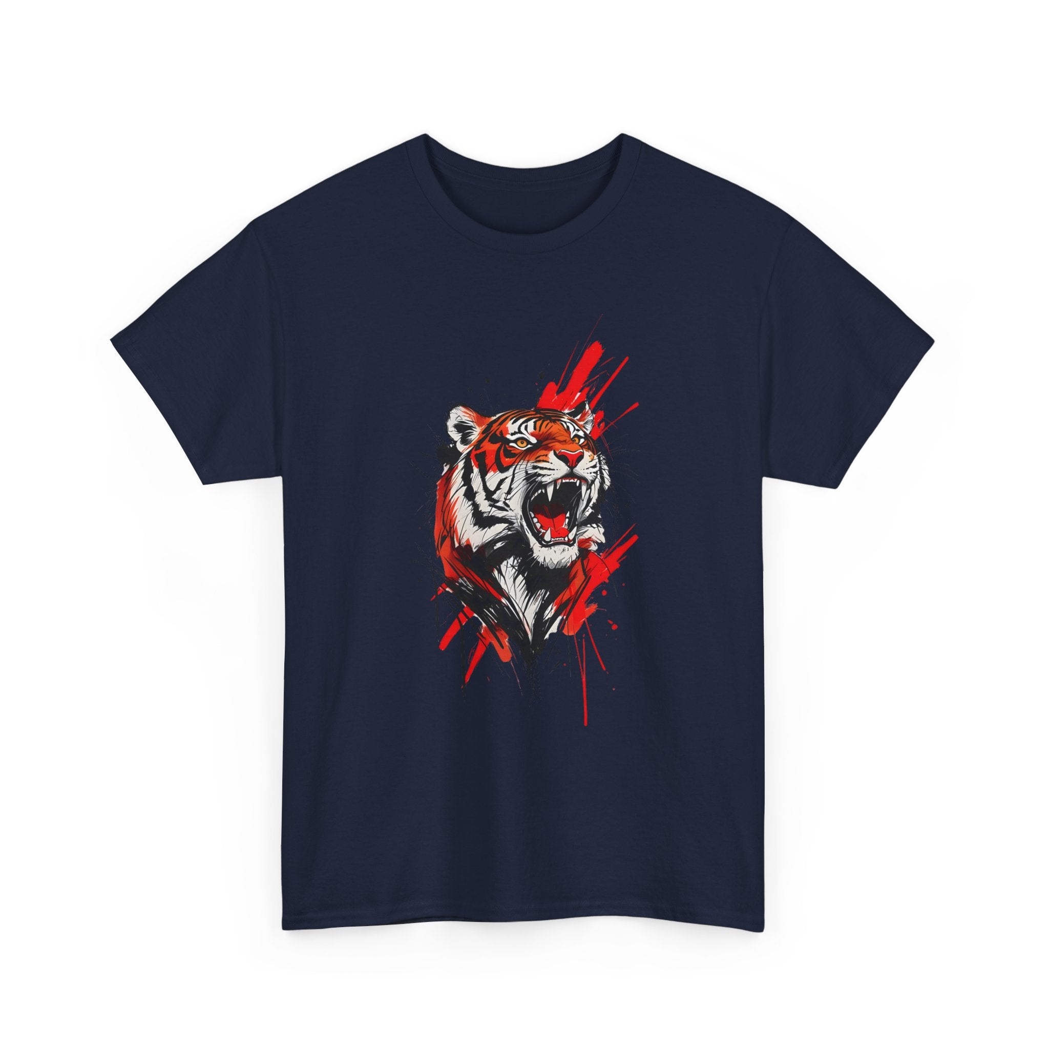 Ferocious Tiger Unisex Heavy Cotton Tee, Animal Lover Shirt, Graphic Tee, Wildlife Shirt, Gift for Her, Gift for Him