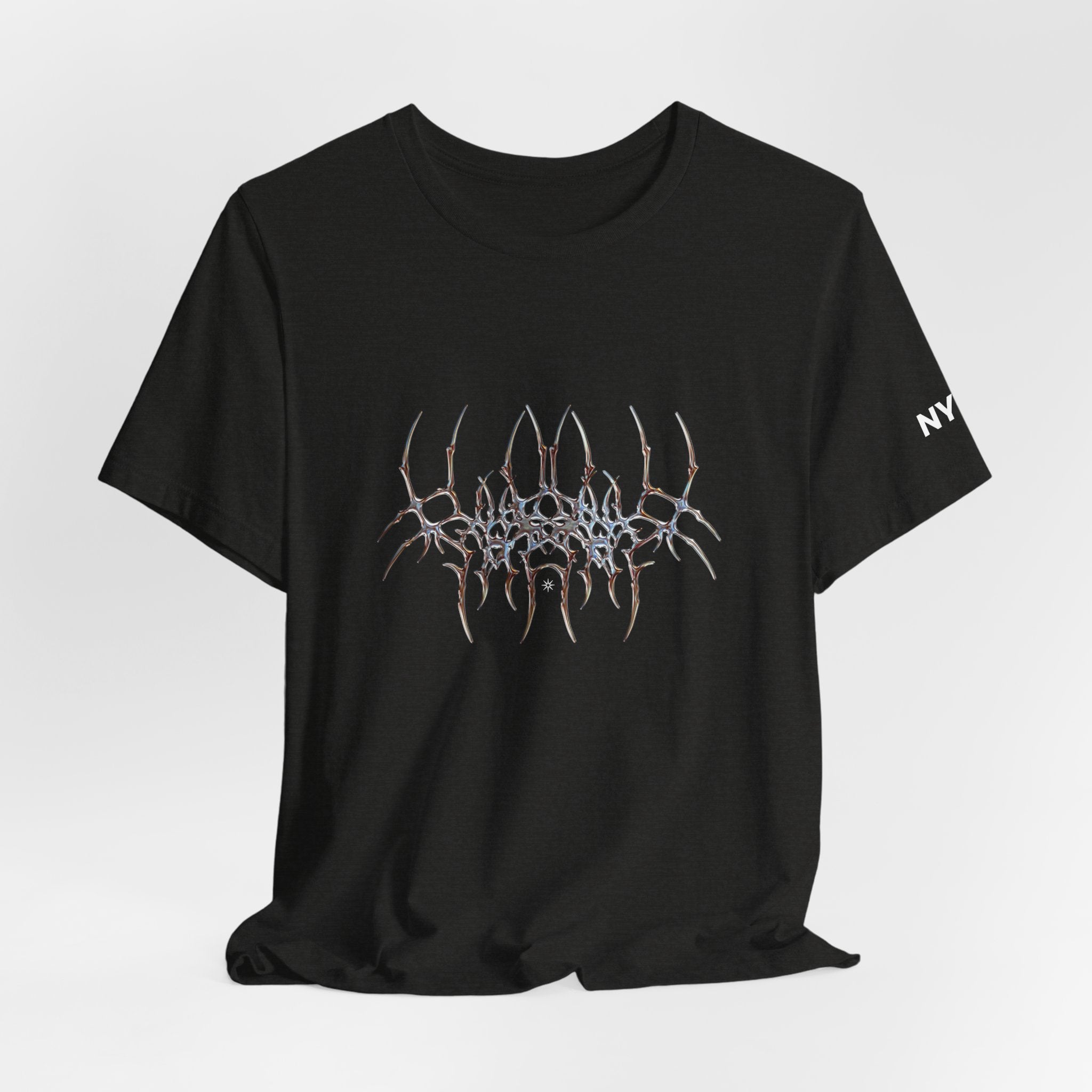Gothic Spider Web Graphic Tee — Trippy Dark Metal Design