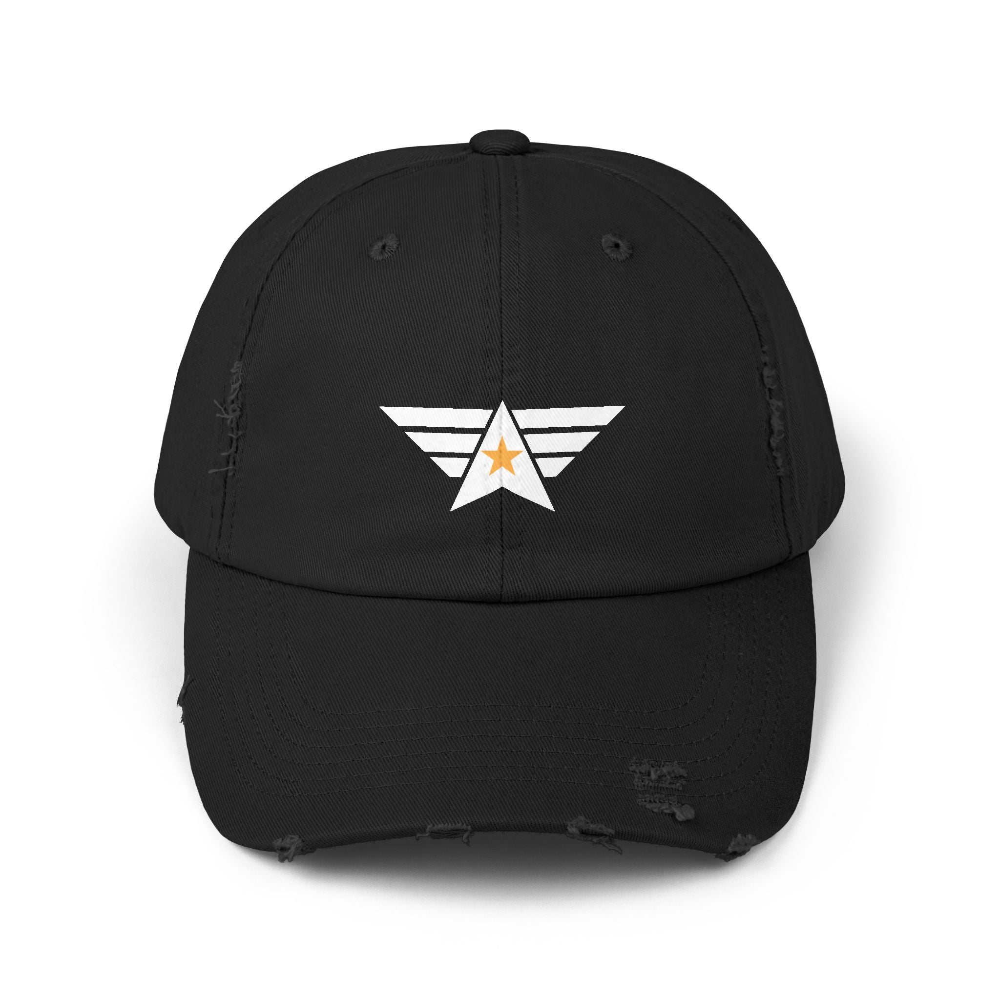 Distressed Unisex Cap with Star Emblem