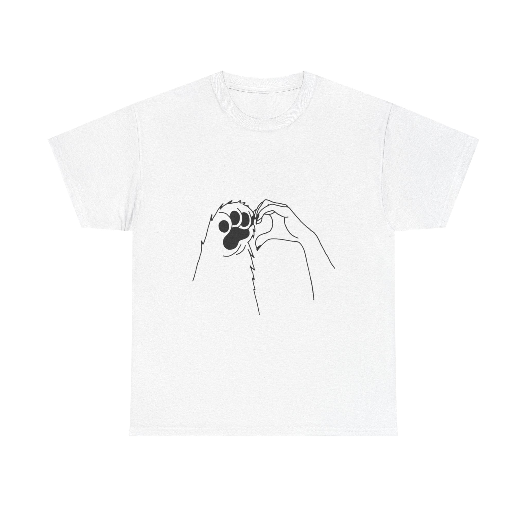 Cat Paw Print T‑Shirt — Minimal Line Art Pet Lover Tee