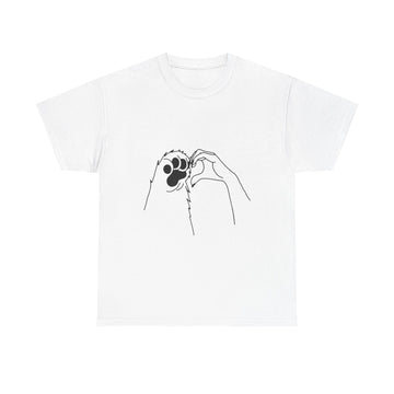Cat Paw Print T‑Shirt — Minimal Line Art Pet Lover Tee