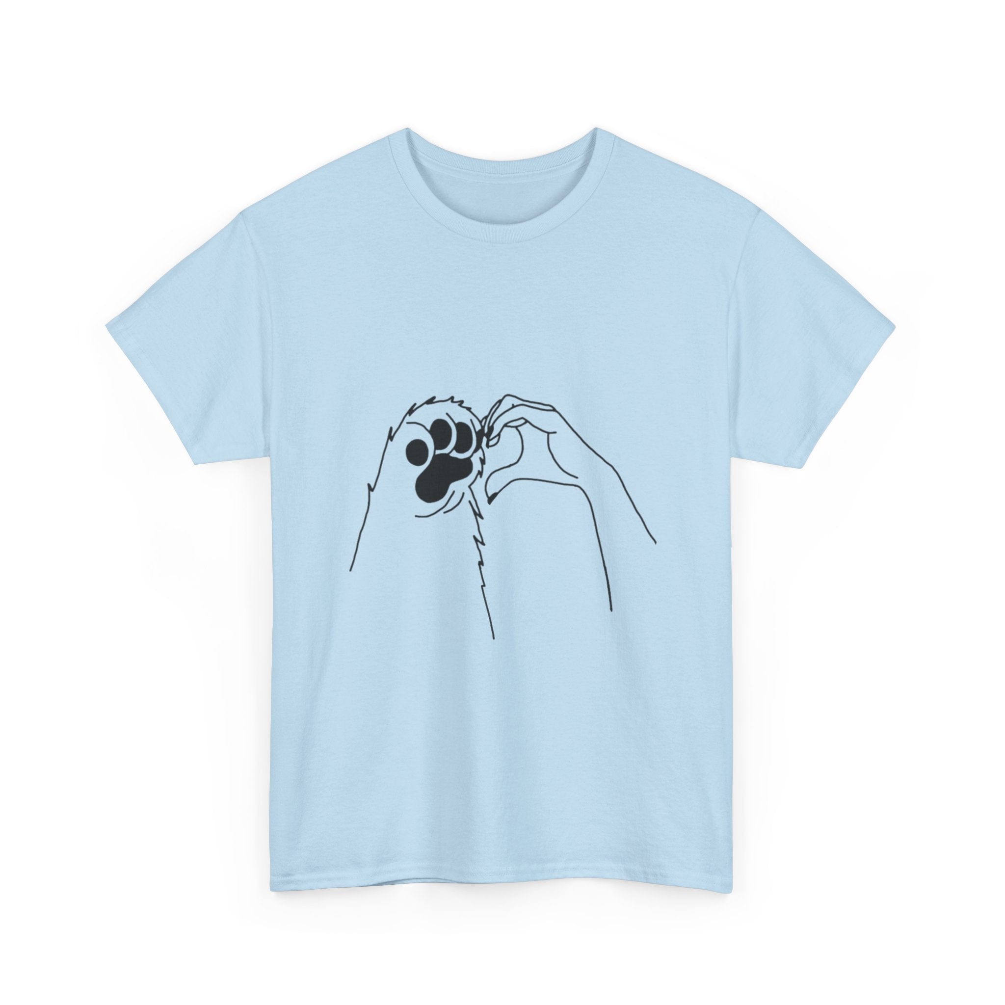 Cat Paw Print T‑Shirt — Minimal Line Art Pet Lover Tee