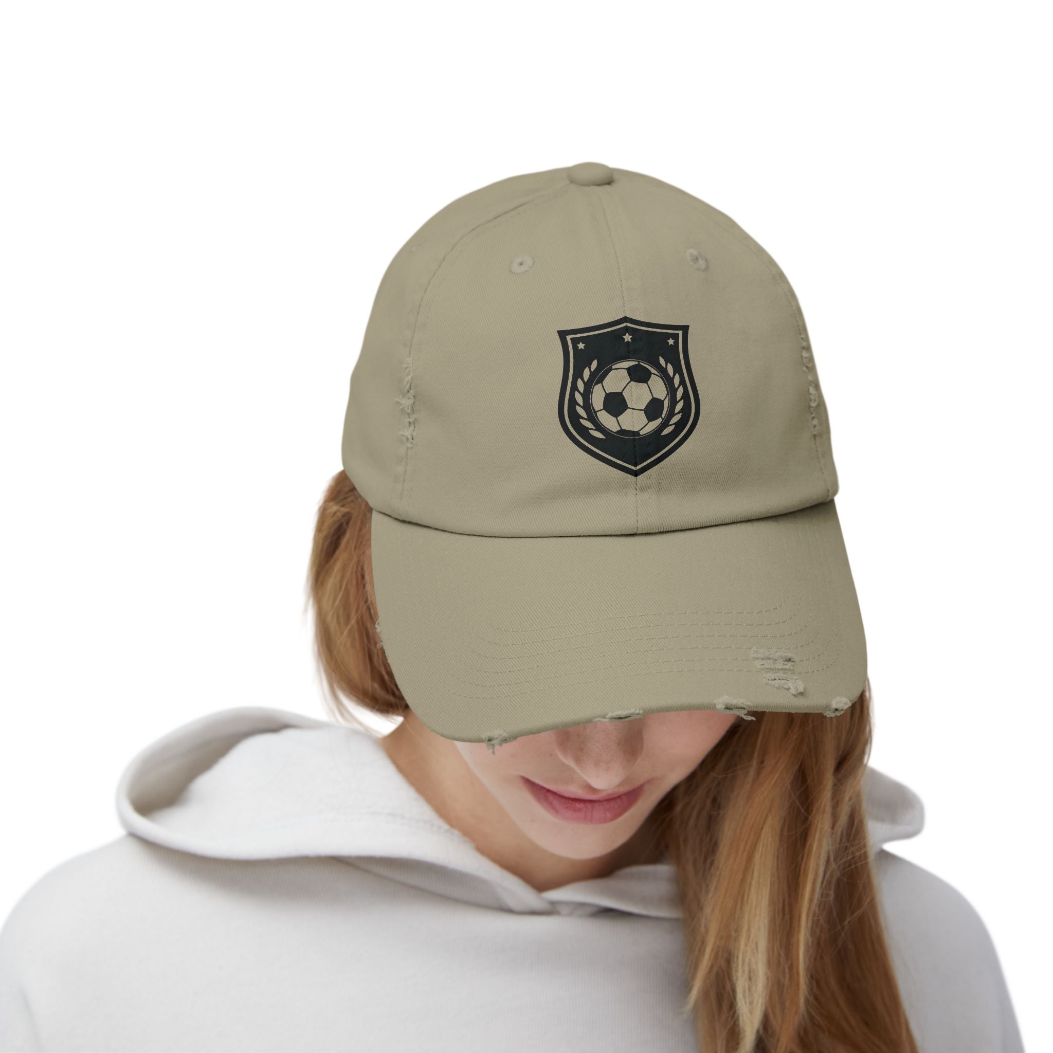 Distressed Soccer Emblem Cap — Vintage Soccer Dad Hat