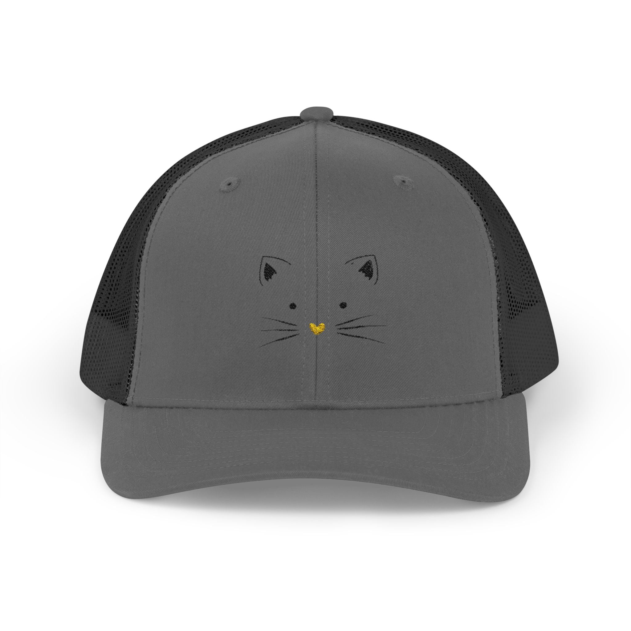 Cat Face Trucker Cap — Minimal Cute Kitty Snapback Hat