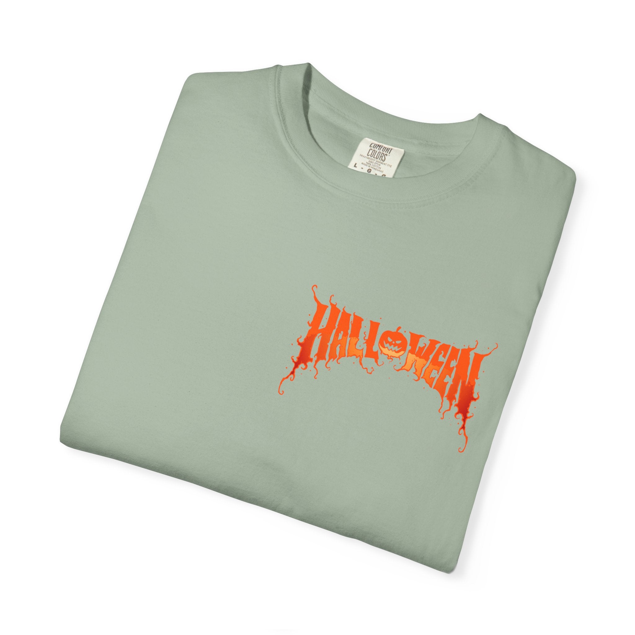 Halloween Unisex Garment-Dyed T-Shirt, Pumpkin Tee, Spooky Apparel, Fall Festival Shirt, Trick-or-Treat Top, Halloween Costume