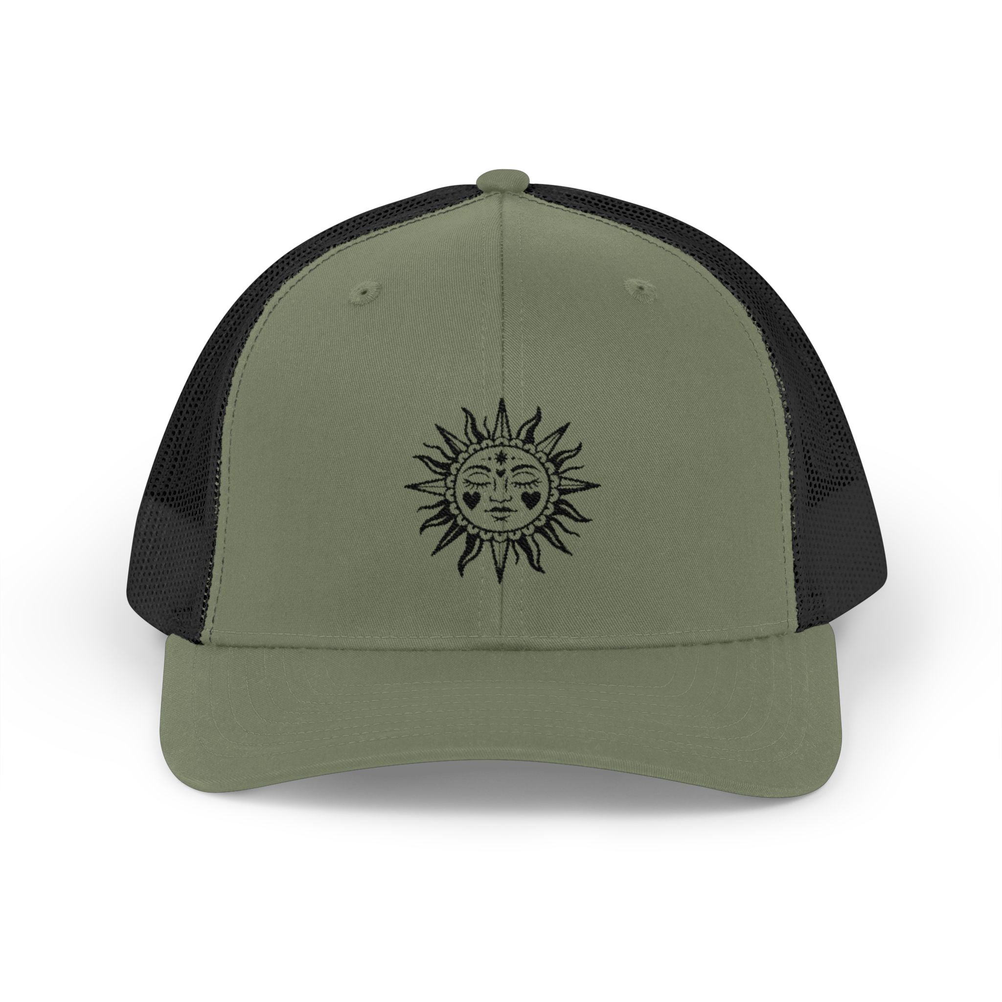 Sun Face Trucker Cap — Vintage Celestial Snapback Hat
